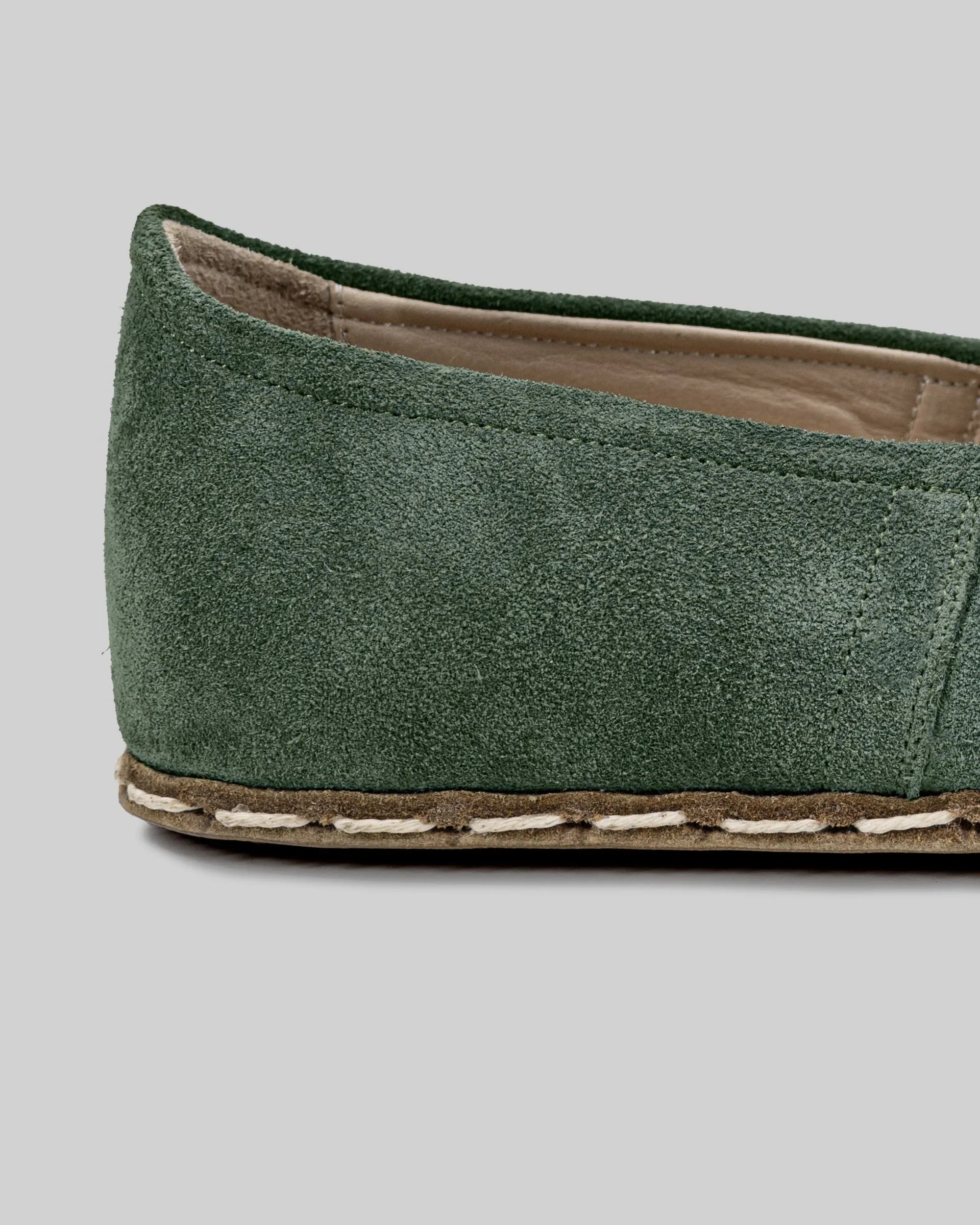 Top view Green Suede Barefoot Yemeni - Handcrafted Calf Leather | Bespoky