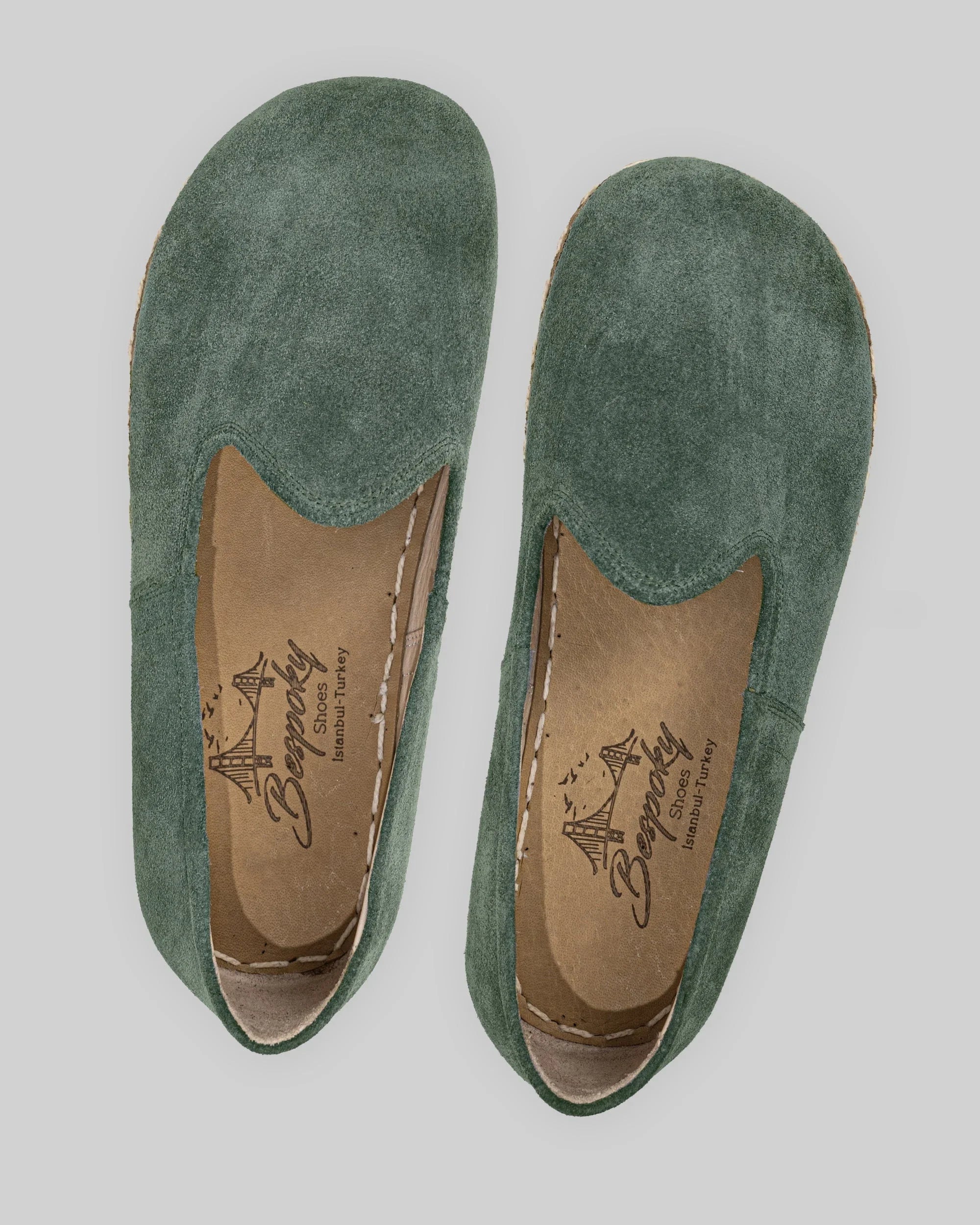 Side view Green Suede Barefoot Yemeni - Calf Leather Zero Drop | Bespoky