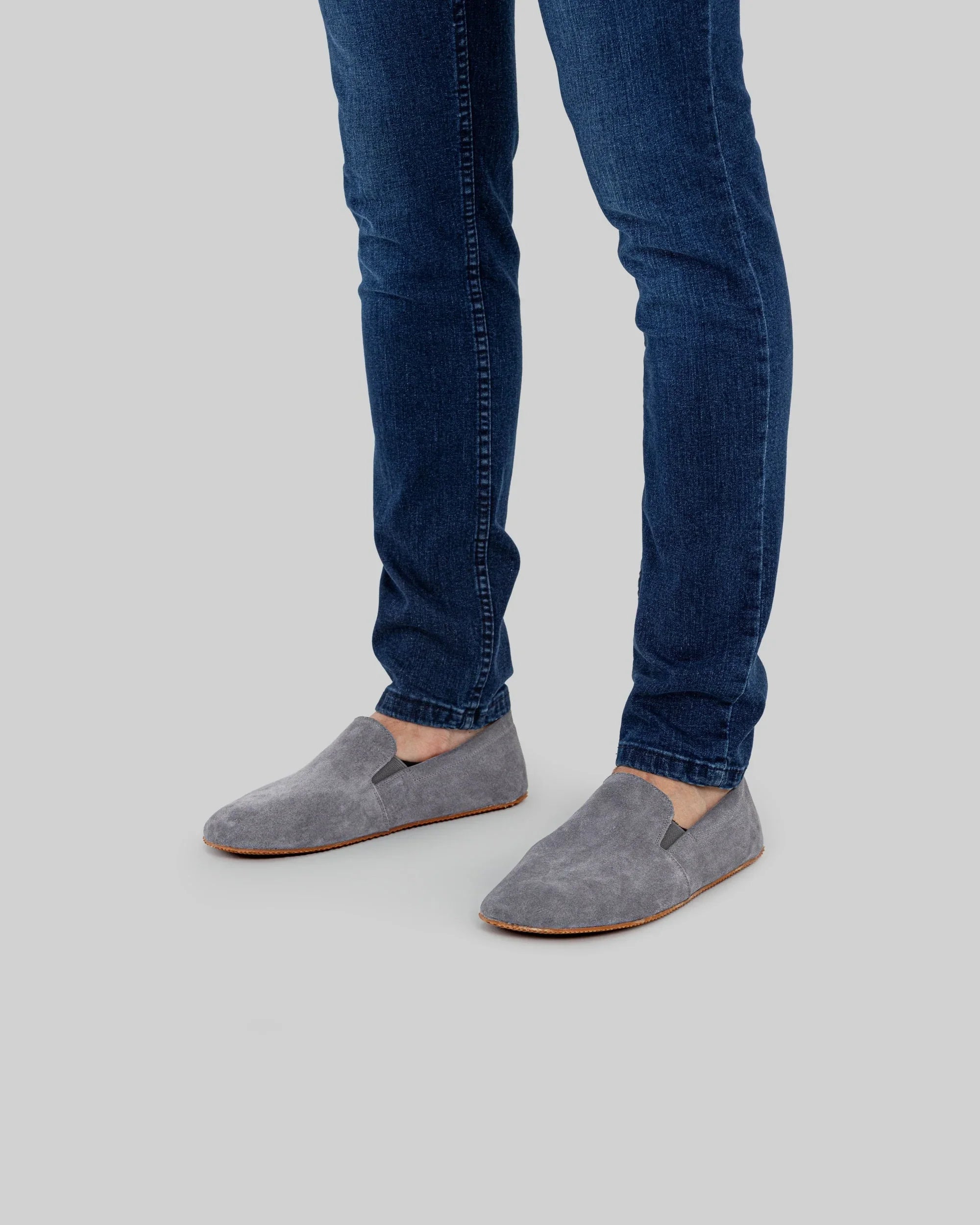 Top view Grey Barefoot Shoes - Handcrafted Calf Leather | Bespoky