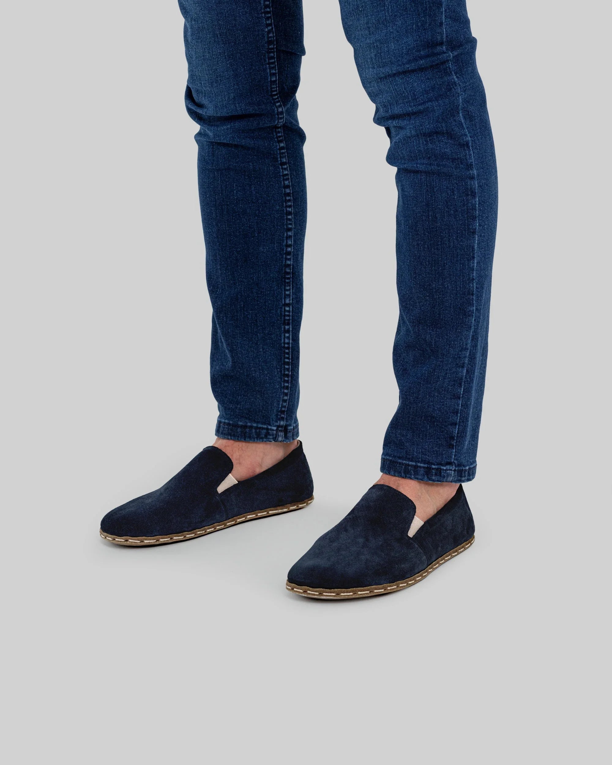 Side view Navy Barefoot Shoes - Calf Leather Zero Drop | Bespoky