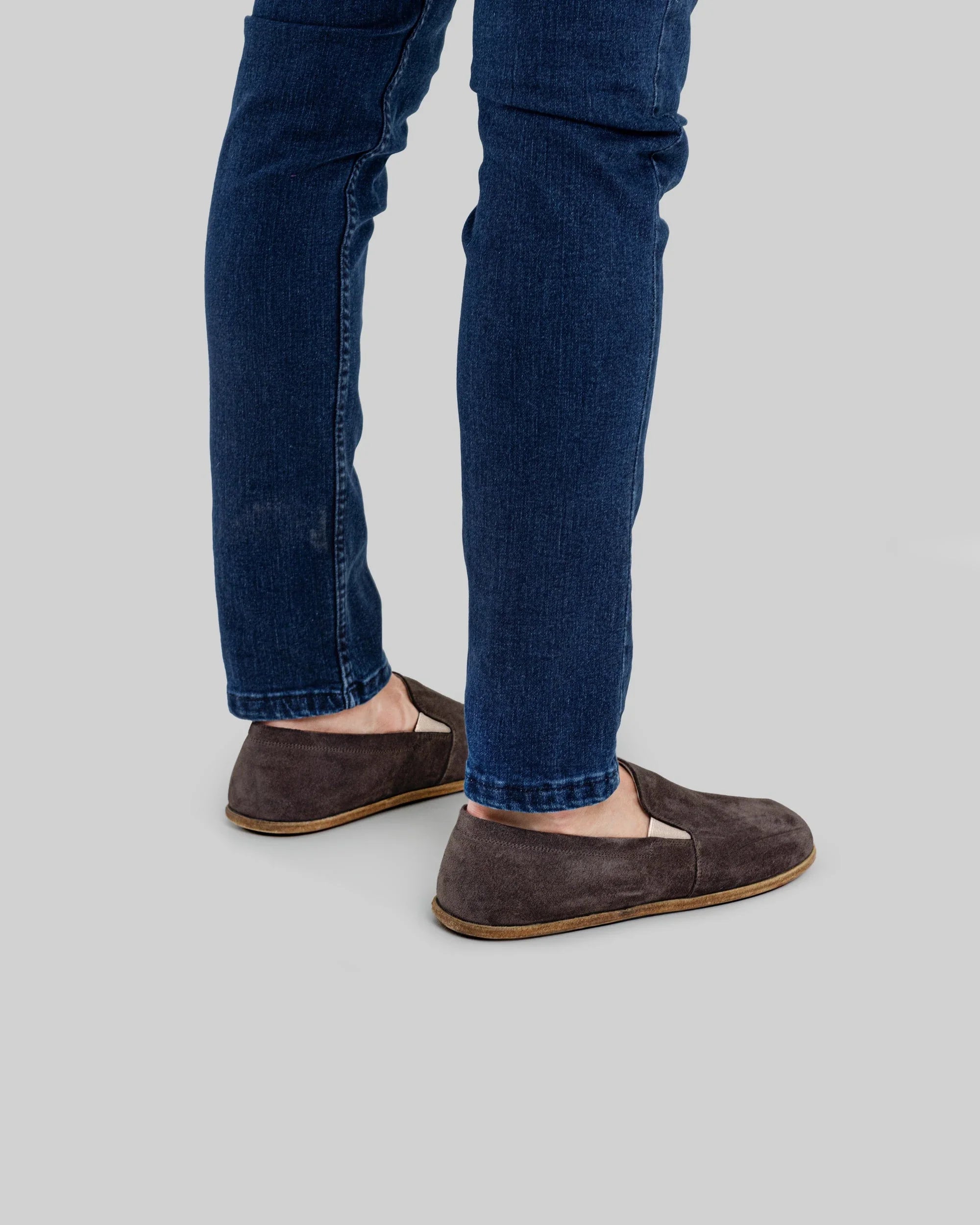 Top view Brown Suede Barefoot Shoes - Handcrafted Calf Leather | Bespoky