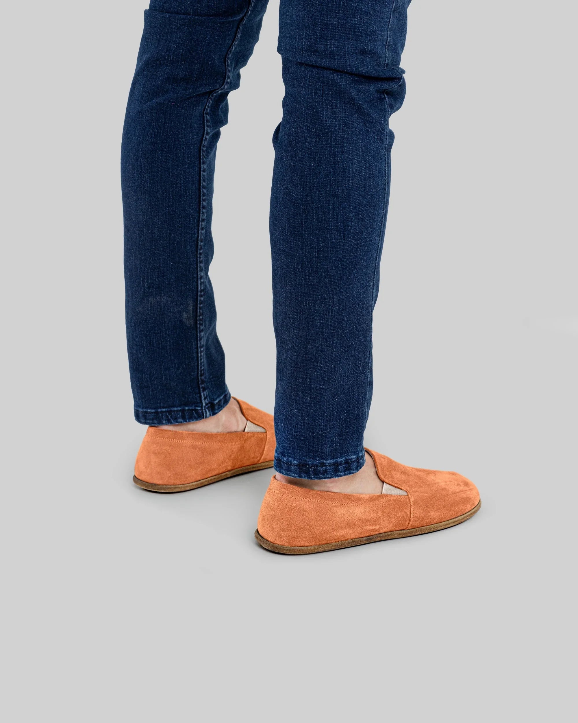 Top view Orange Barefoot Shoes - Handcrafted Calf Leather | Bespoky