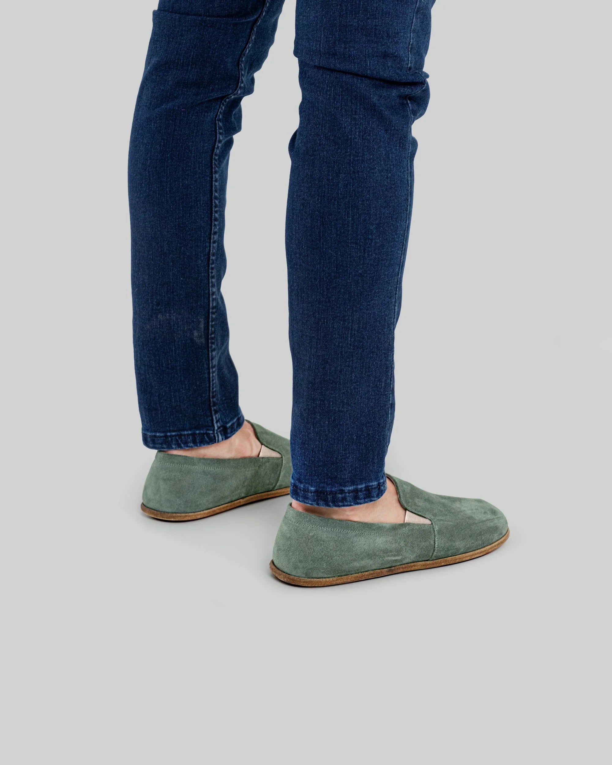Top view Green Barefoot Shoes - Handcrafted Calf Leather | Bespoky