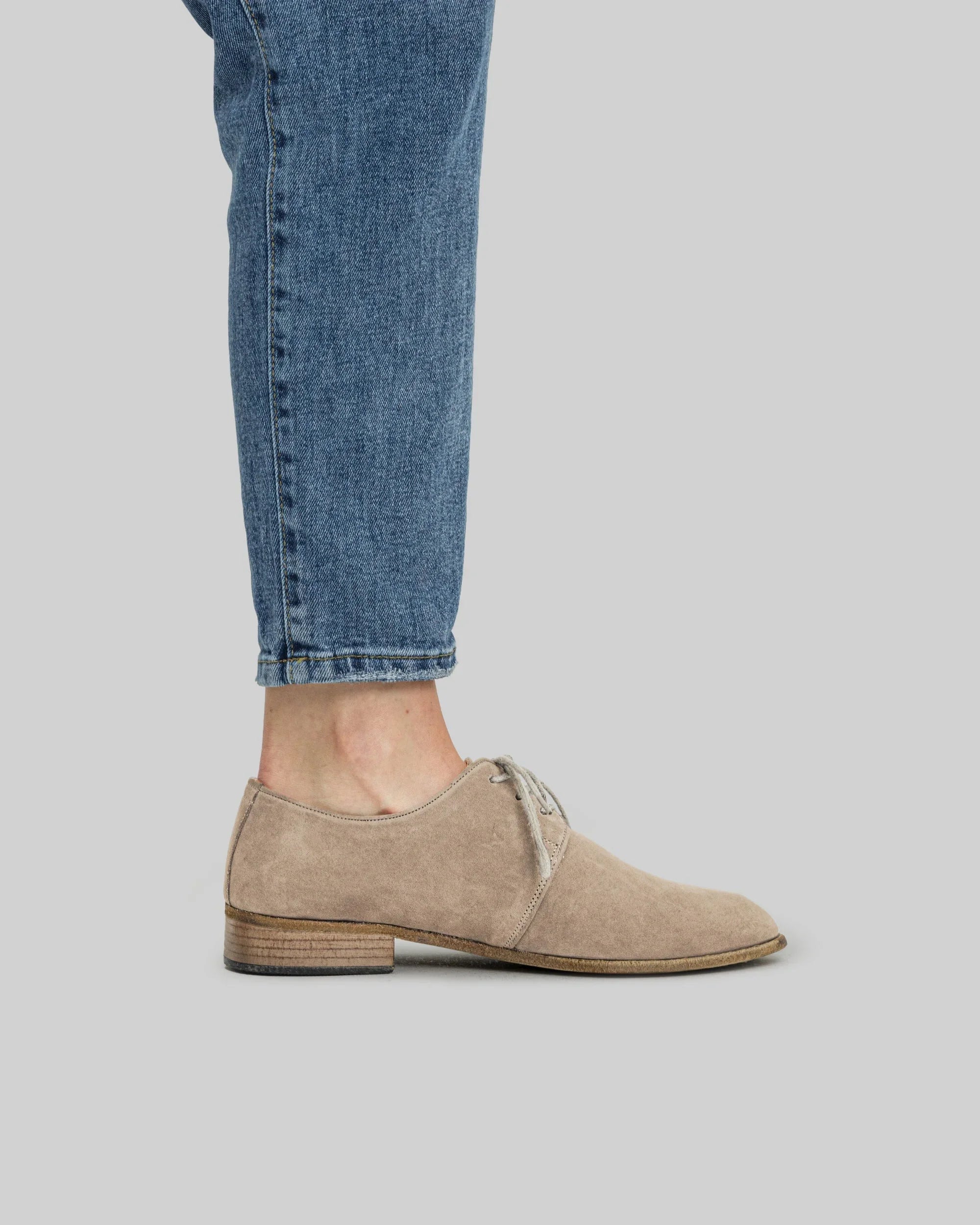 Pair Beige Pointed Toe Oxford - Barefoot Wide Toe Calf Leather | Bespoky