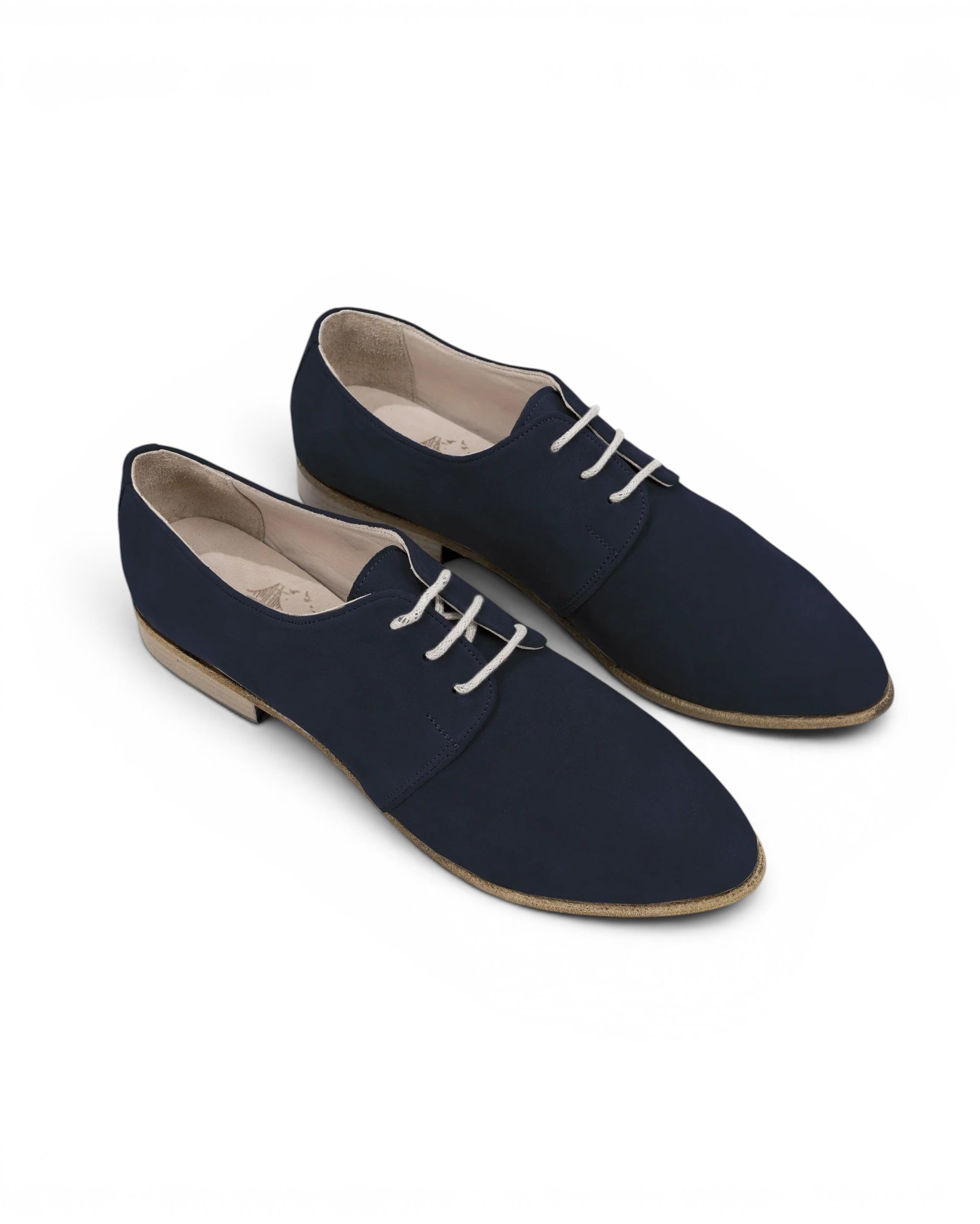 Women's Navy Pointed Toe Oxford - Handcrafted Calf Leather Wide Toe Box | Bespoky