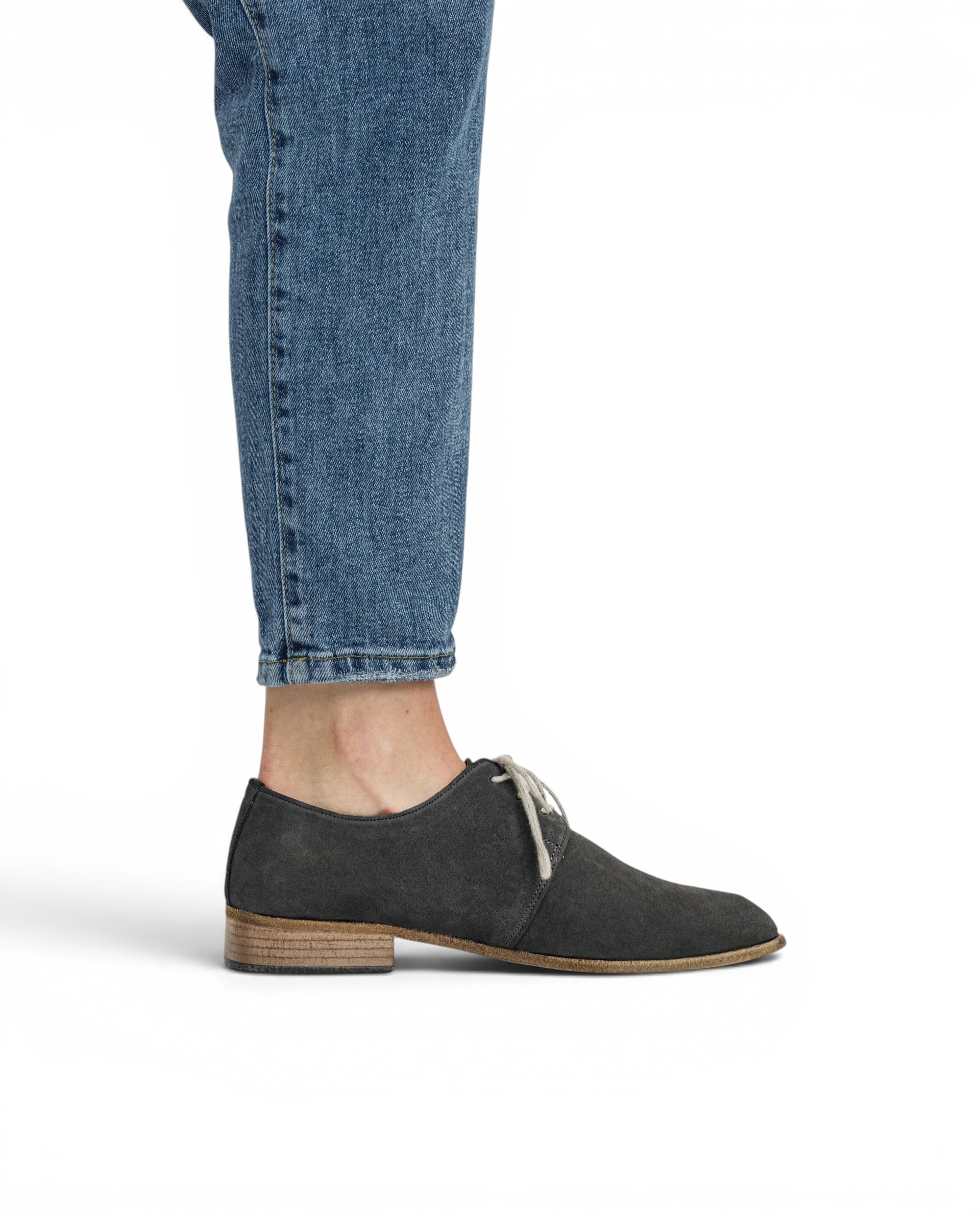 Pair Smoked Pointed Toe Oxford - Barefoot Wide Toe Calf Leather | Bespoky