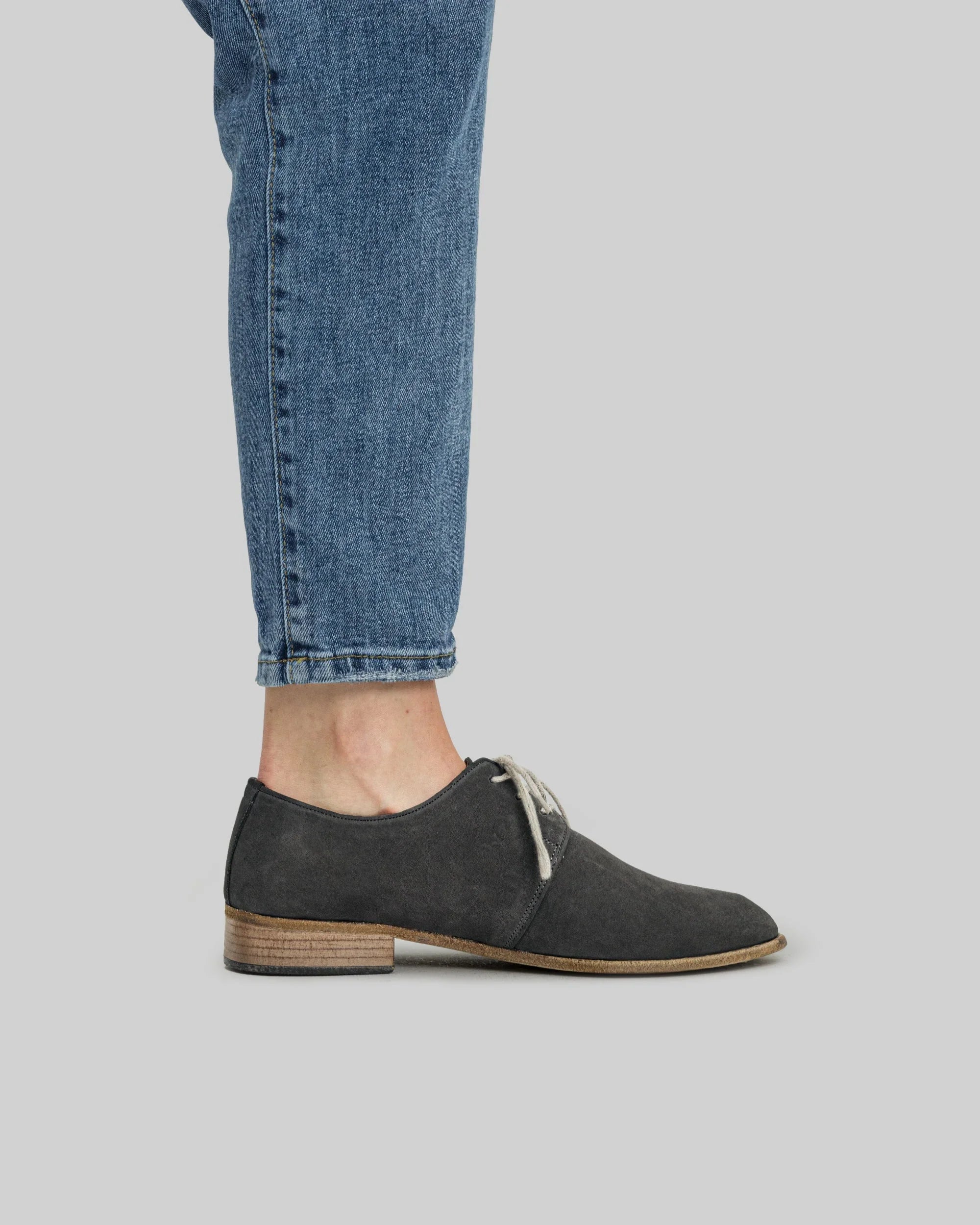 Pair Smoked Pointed Toe Oxford - Barefoot Wide Toe Calf Leather | Bespoky