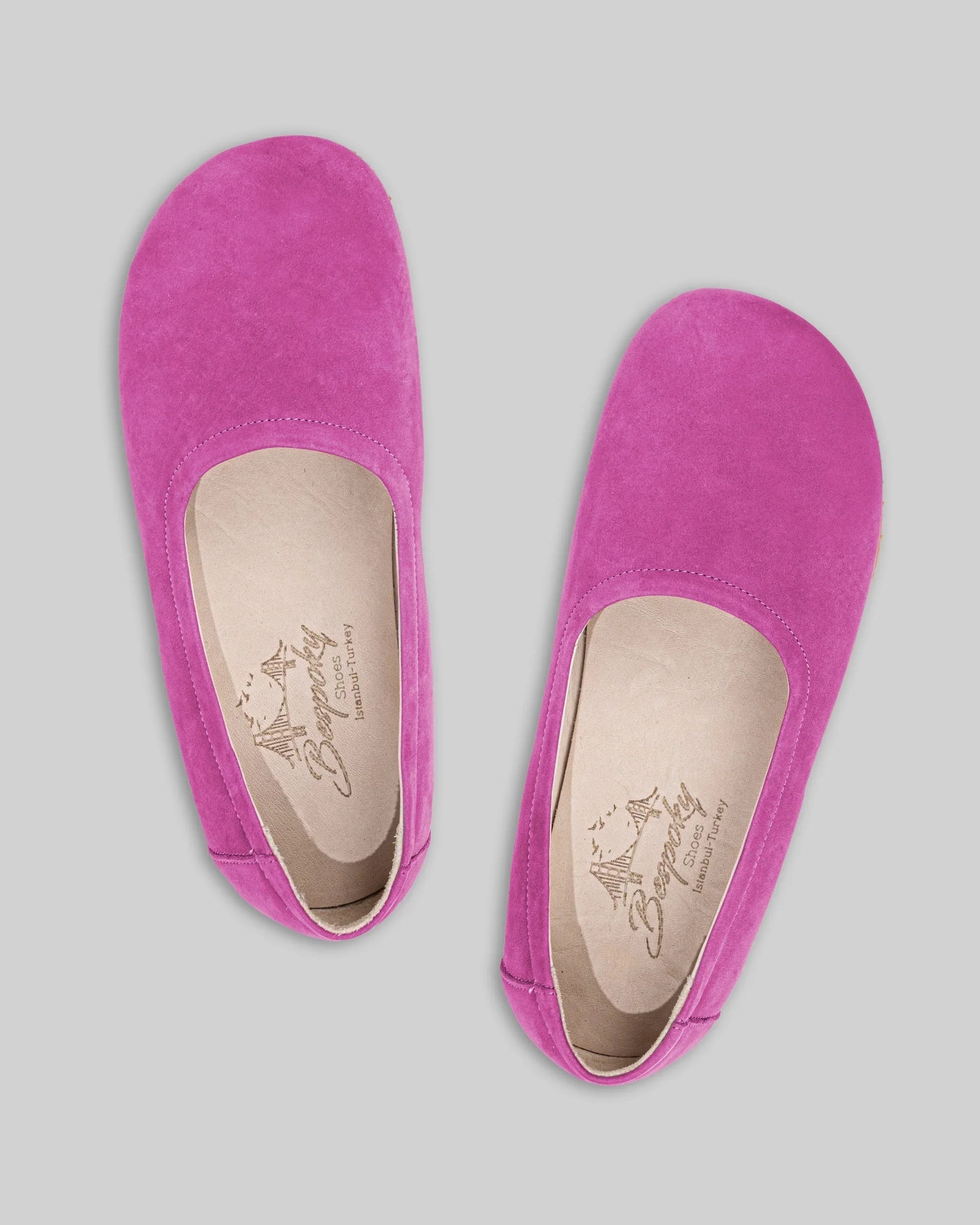 Side view Pink Ballet Flats - Calf Leather Zero Drop | Bespoky