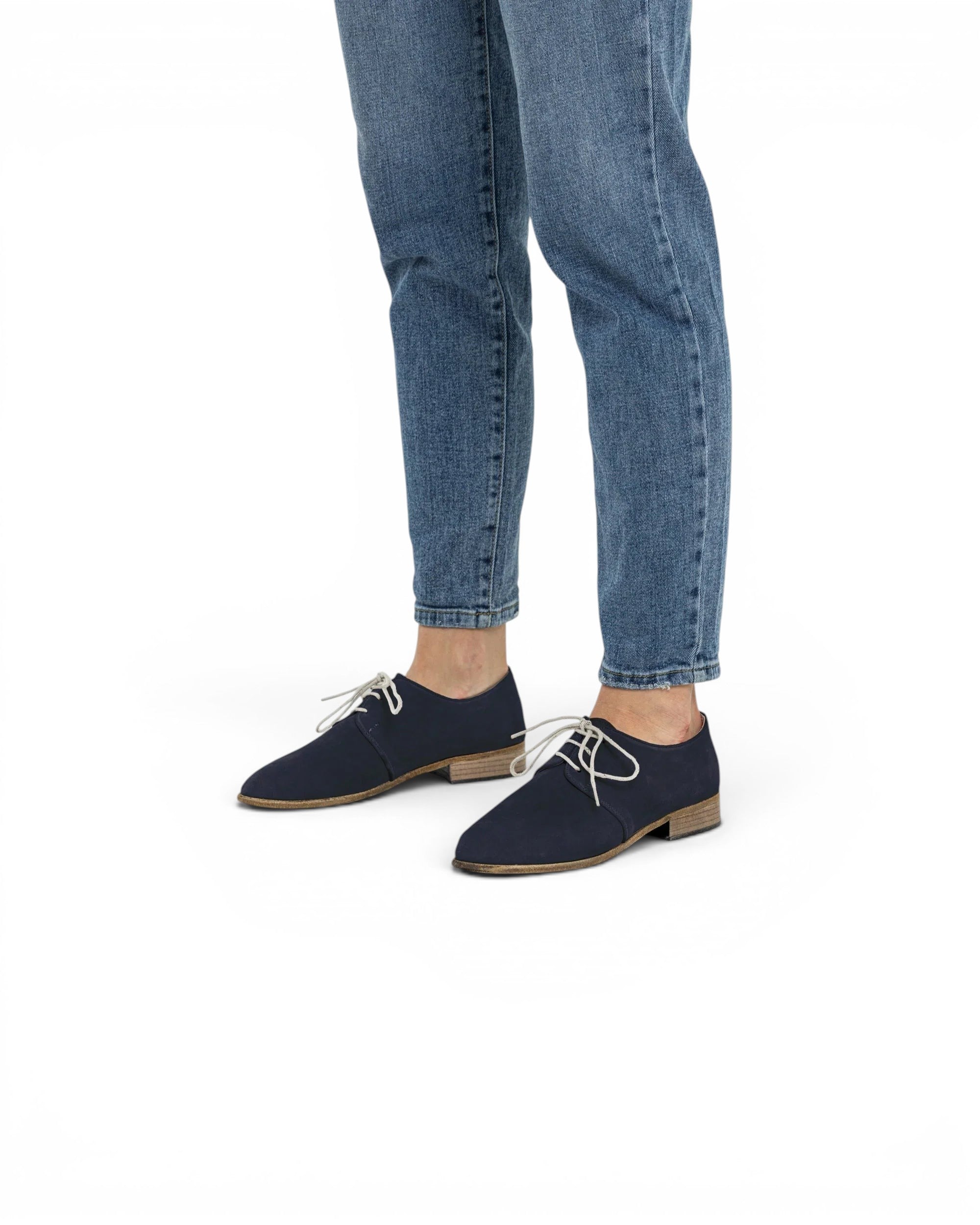 Top view Navy Pointed Toe Oxford - Handcrafted Calf Leather | Bespoky