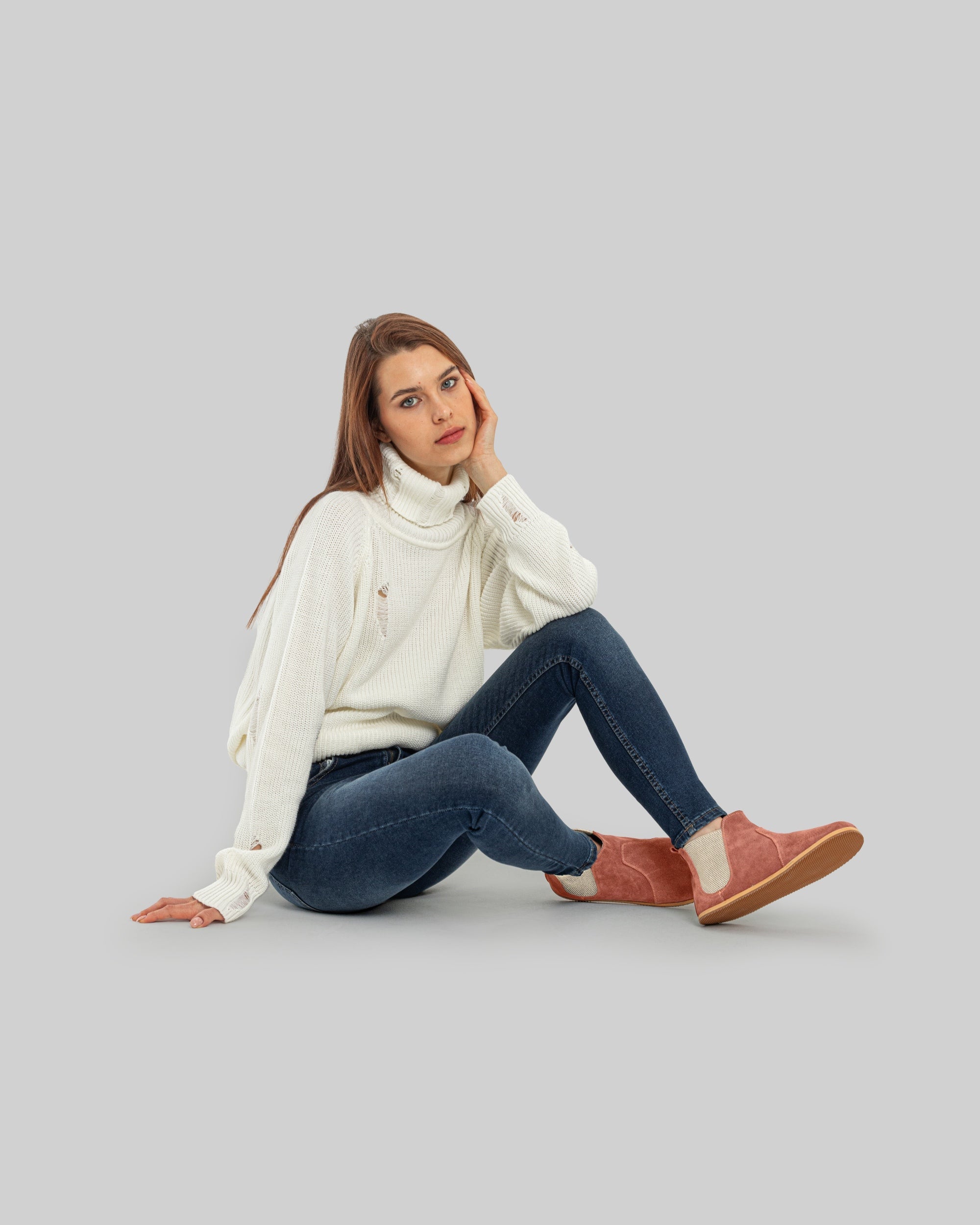 Pair Pink Chelsea Boots - Barefoot Wide Toe Calf Leather | Bespoky