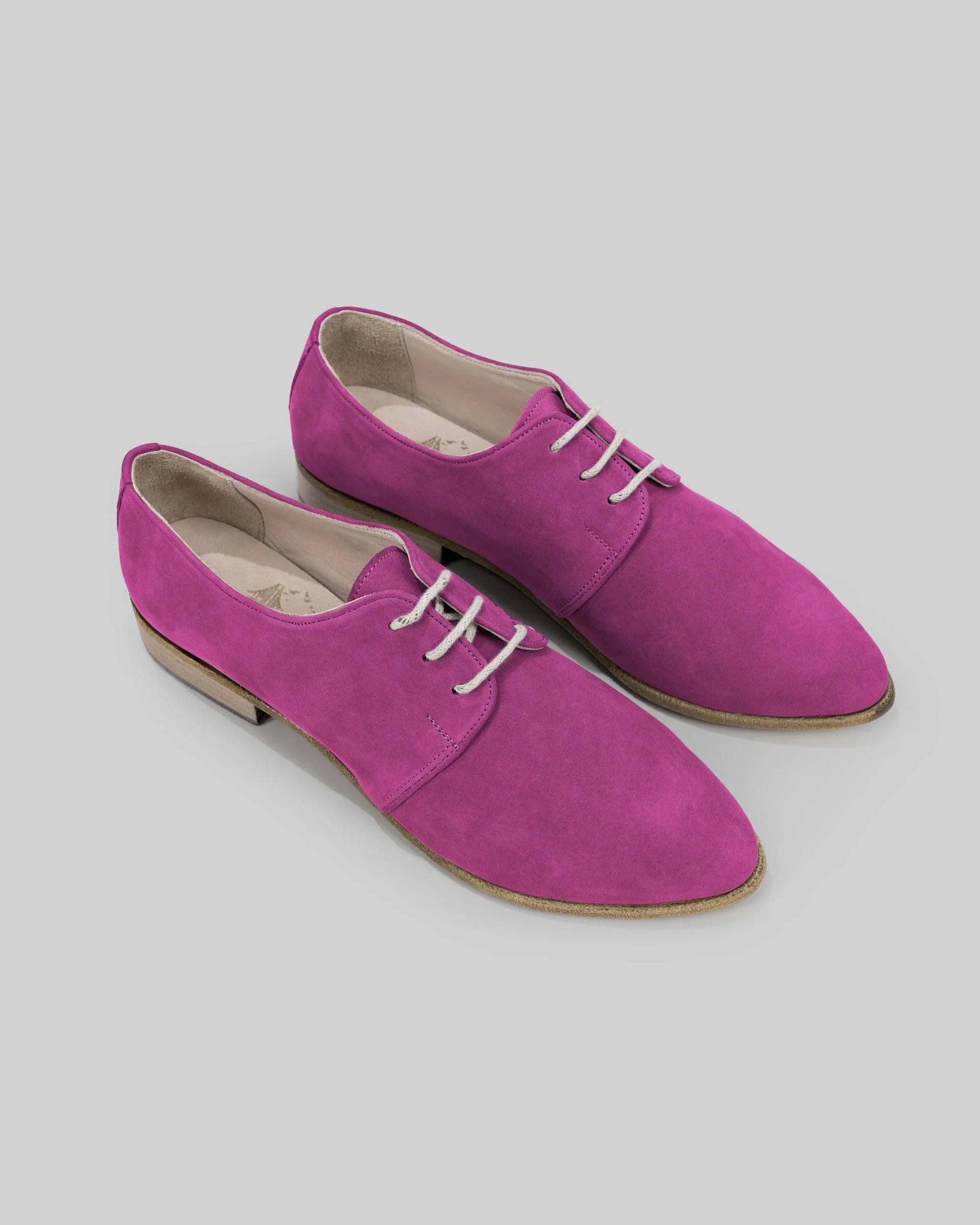 Women's Pink Pointed Toe Oxford - Handcrafted Calf Leather Wide Toe Box | Bespoky