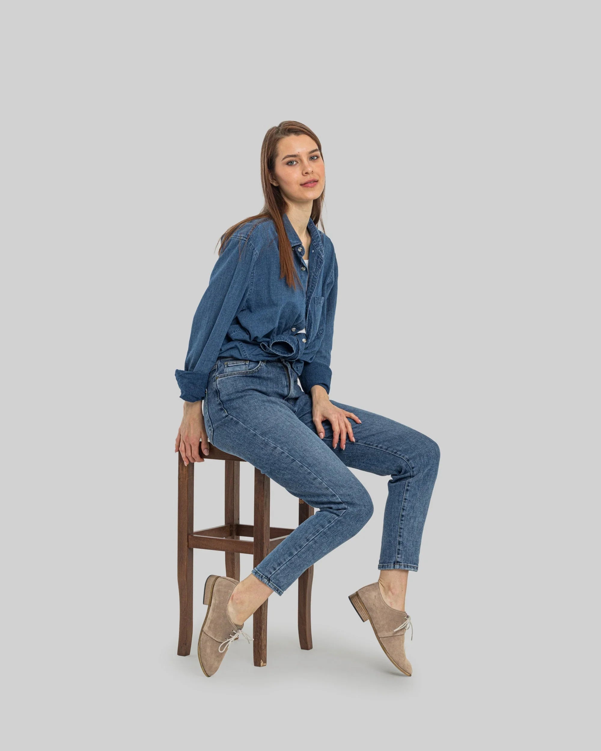 Back view Beige Pointed Toe Oxford - Calf Leather Handcrafted | Bespoky