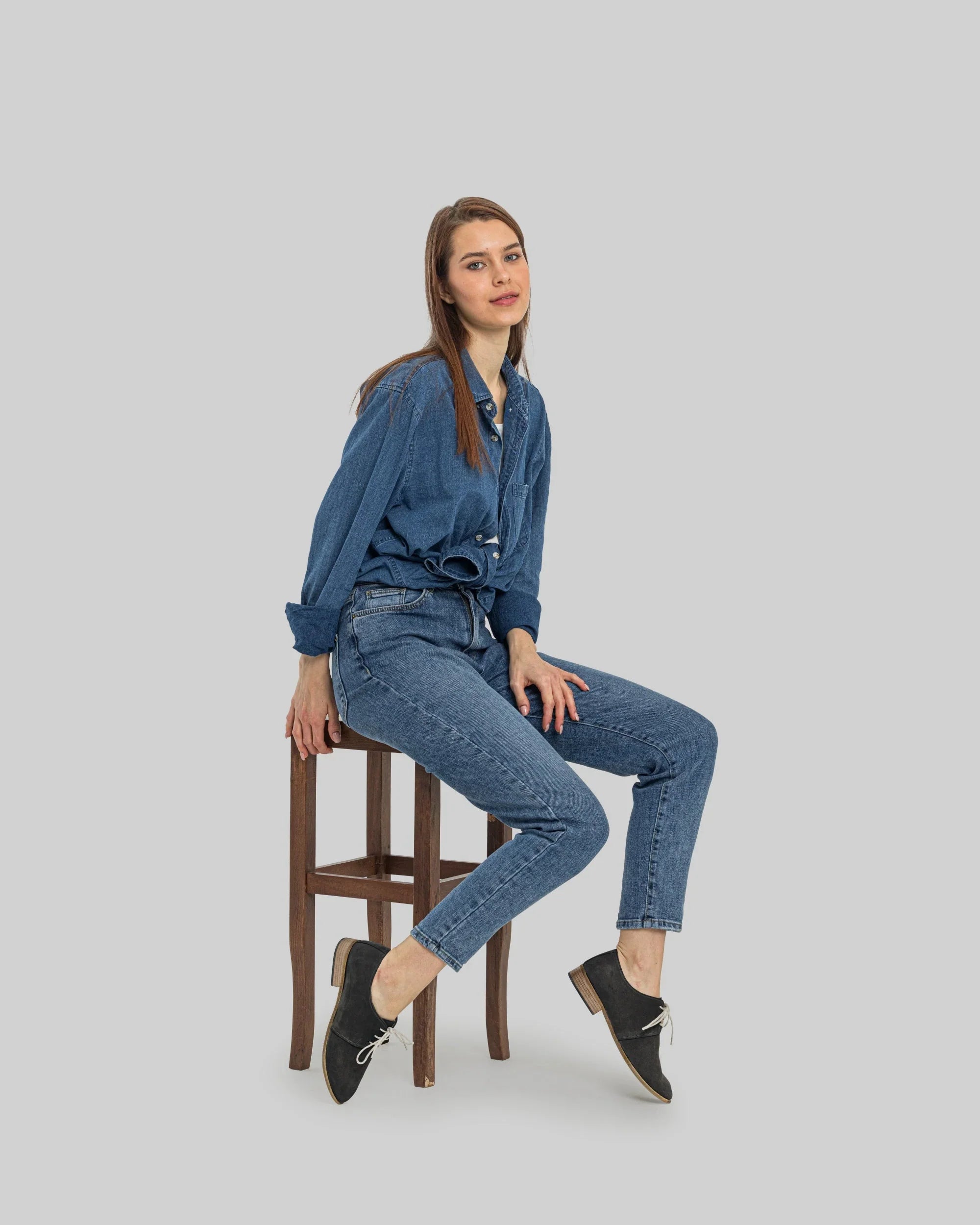 Back view Smoked Pointed Toe Oxford - Calf Leather Handcrafted | Bespoky