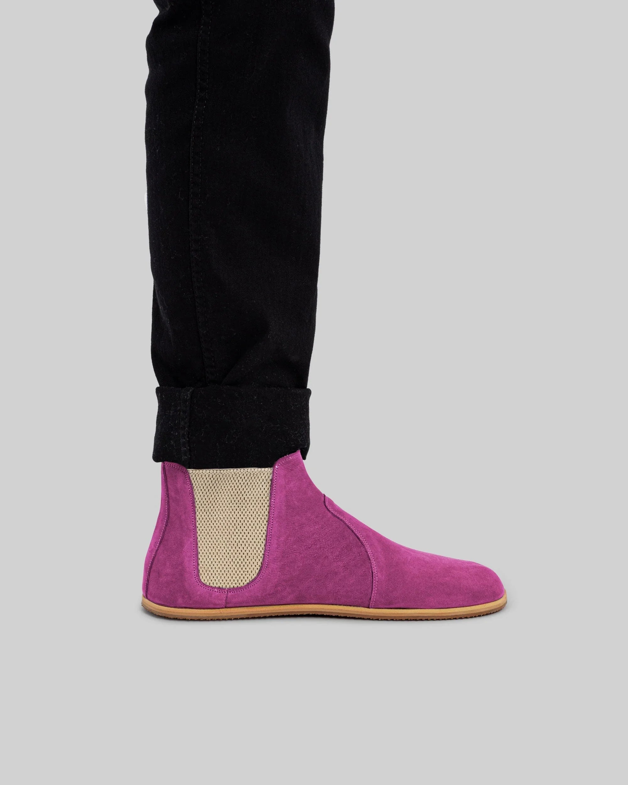 Pair Pink Chelsea Boots - Barefoot Wide Toe Calf Leather | Bespoky