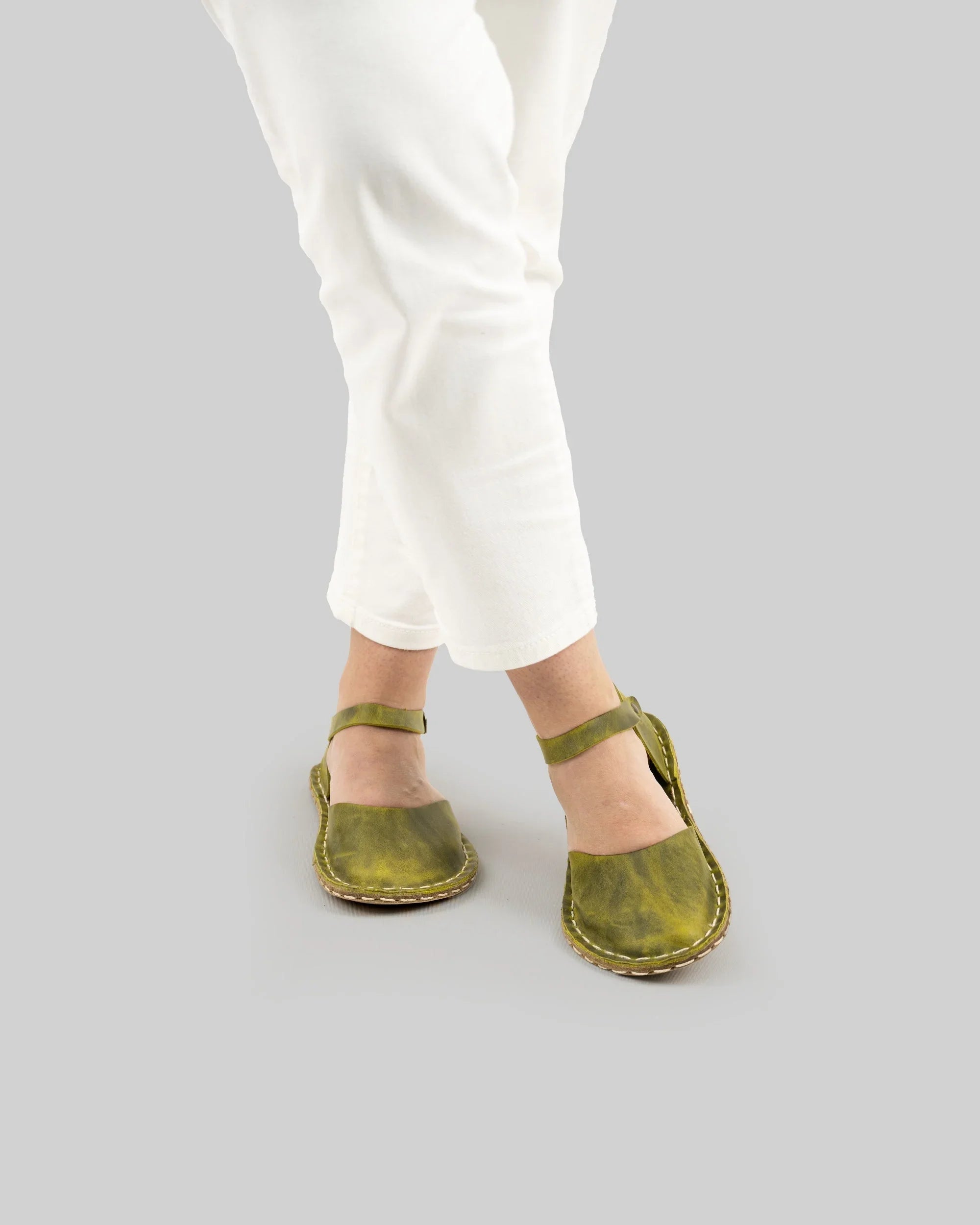 Detail Yellow Barefoot Sandal - Handcrafted Calf Leather Turkey | Bespoky
