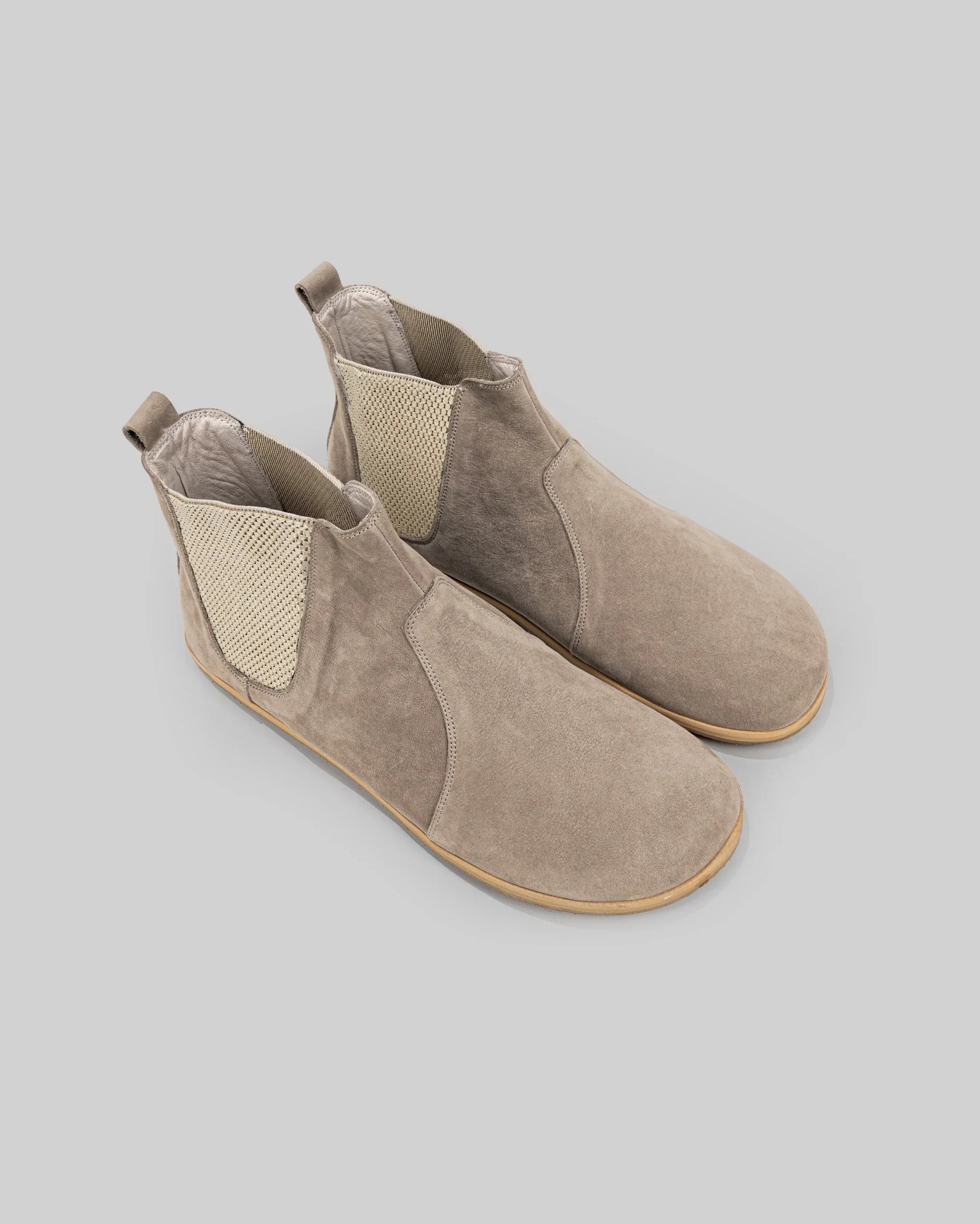 Men's Beige Nubuck Chelsea Boots - Handcrafted Calf Leather Wide Toe Box | Bespoky