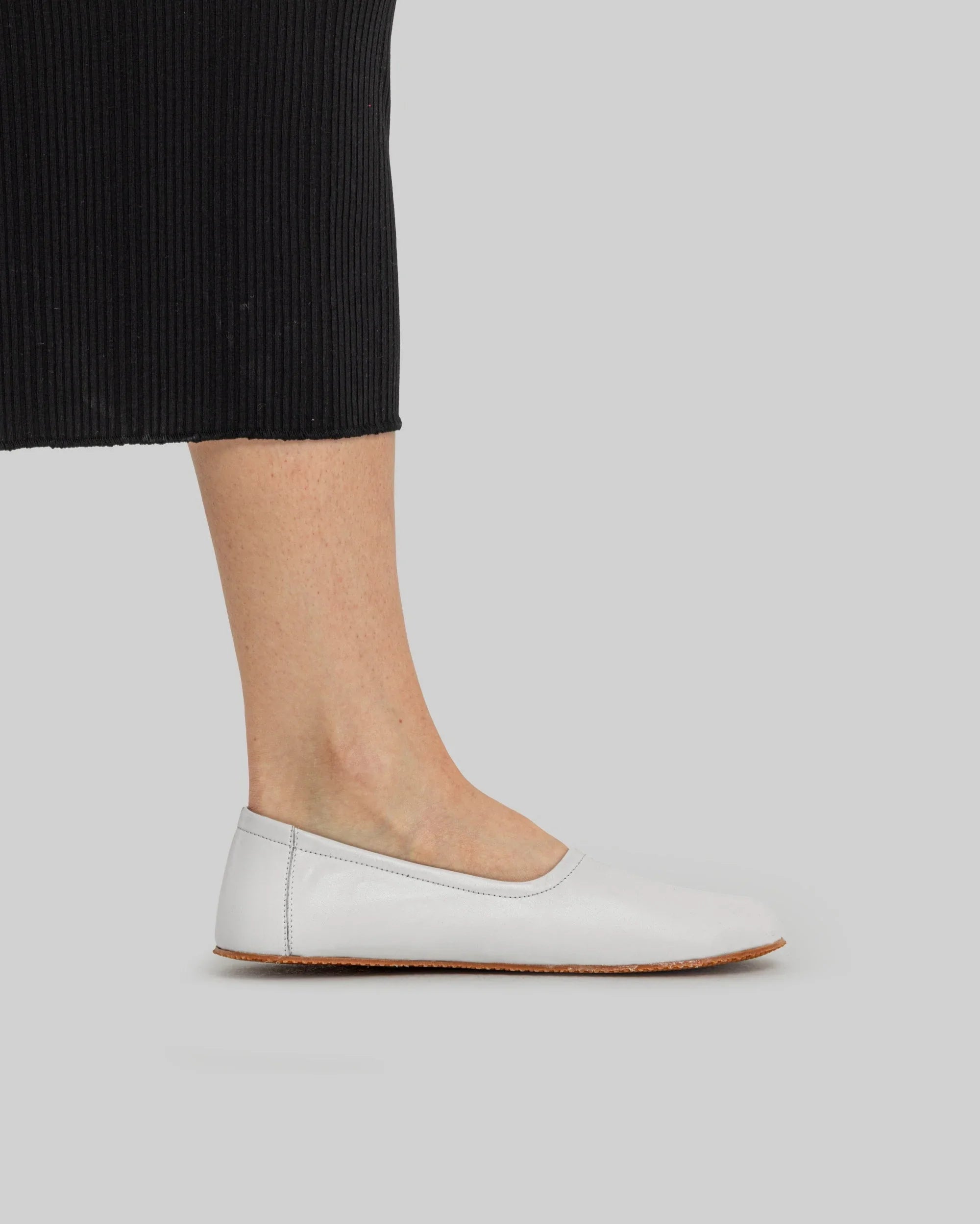 Sole detail White Ballet Flats - Zero Drop Calf Leather | Bespoky
