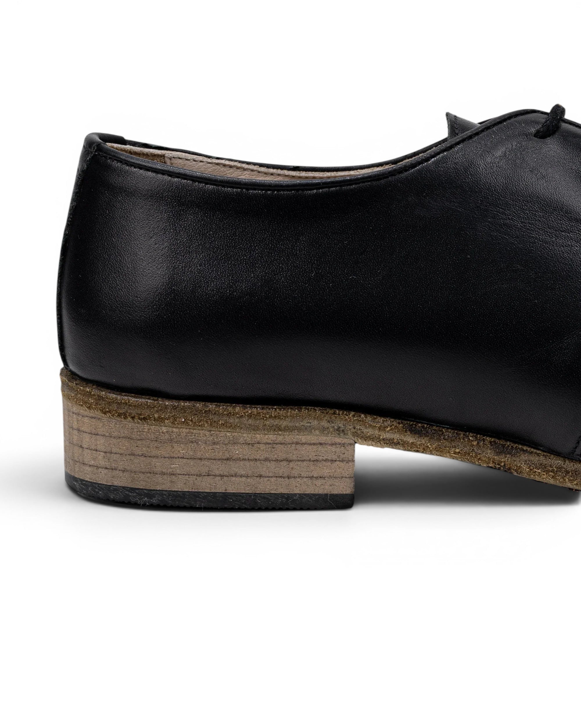 Pair Black Pointed Toe Oxford - Barefoot Wide Toe Calf Leather | Bespoky