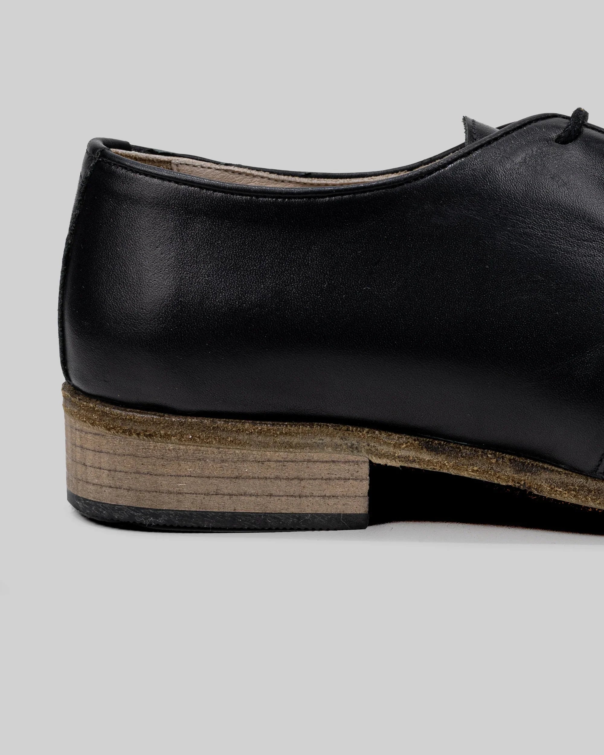 Pair Black Pointed Toe Oxford - Barefoot Wide Toe Calf Leather | Bespoky