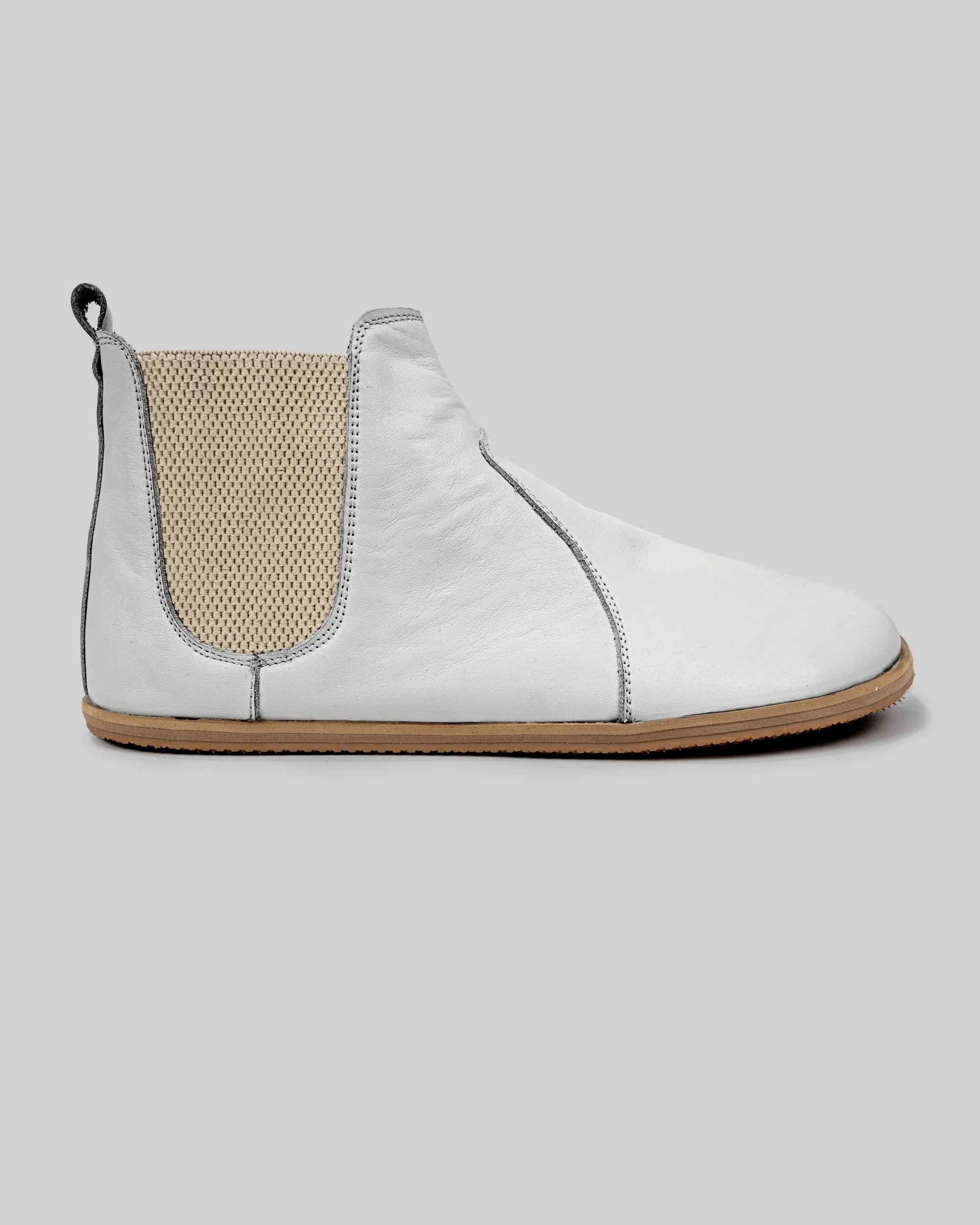 Pair White Chelsea Boots - Barefoot Wide Toe Calf Leather | Bespoky