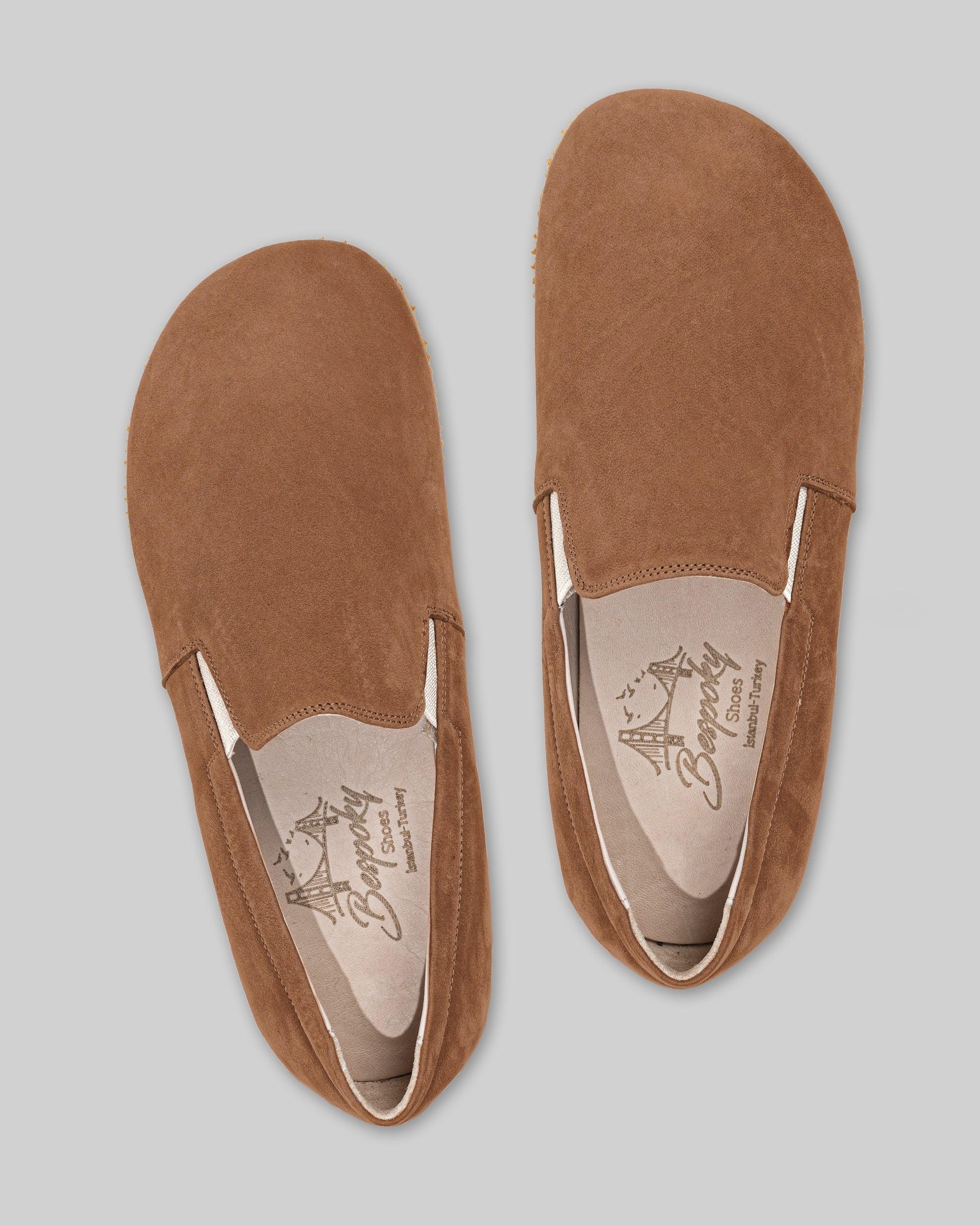Side view Tan Barefoot Shoes - Calf Leather Zero Drop | Bespoky