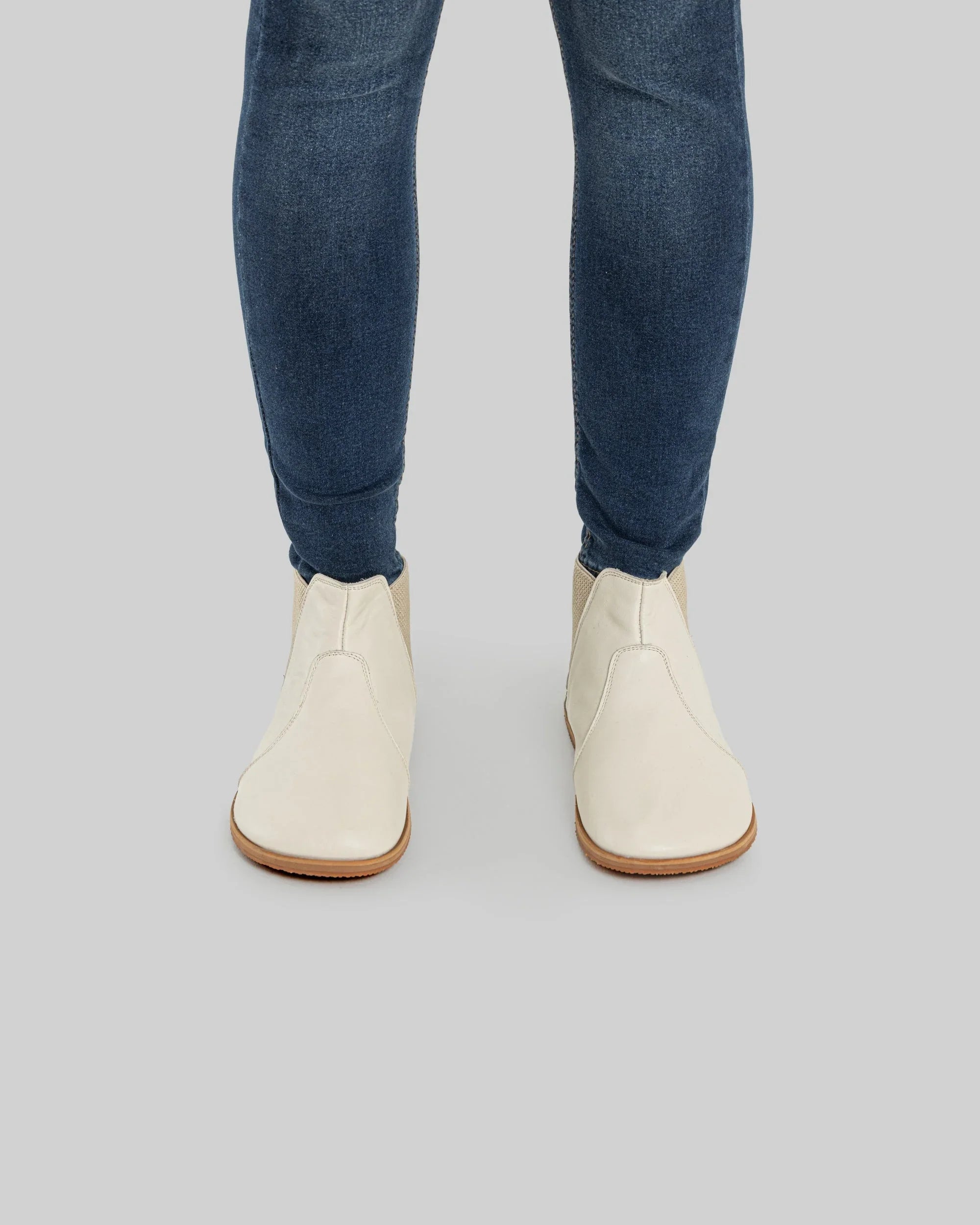 Pair Cream Chelsea Boots - Barefoot Wide Toe Calf Leather | Bespoky