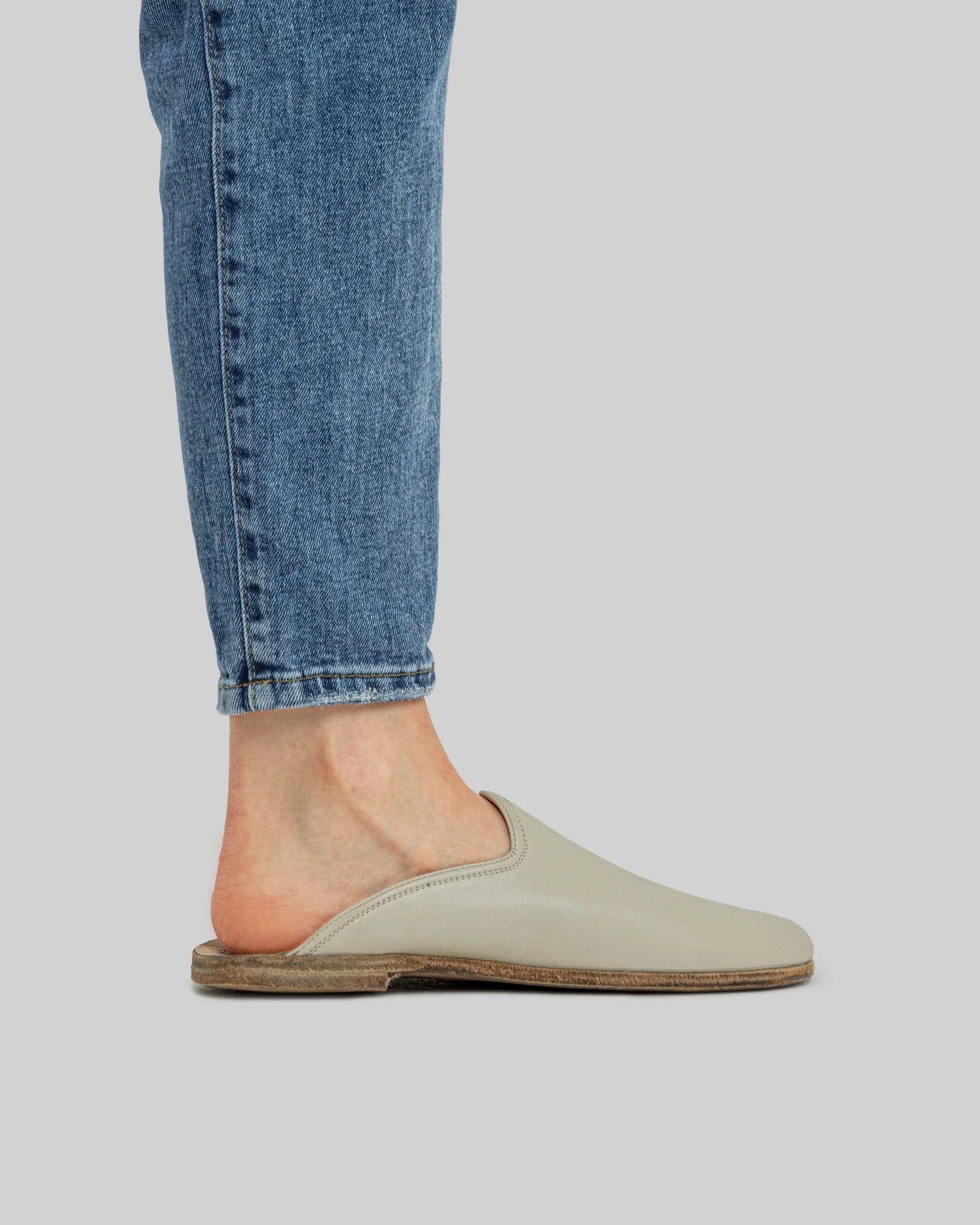 Pair Lucas Beige Shearling Slippers - Barefoot Wide Toe Calf Leather | Bespoky