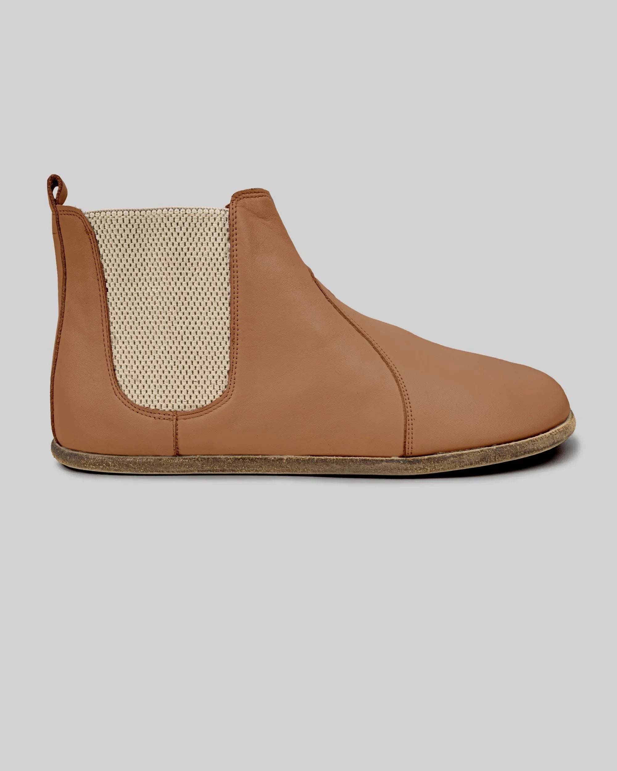 Pair Tan Chelsea Boots - Barefoot Wide Toe Calf Leather | Bespoky