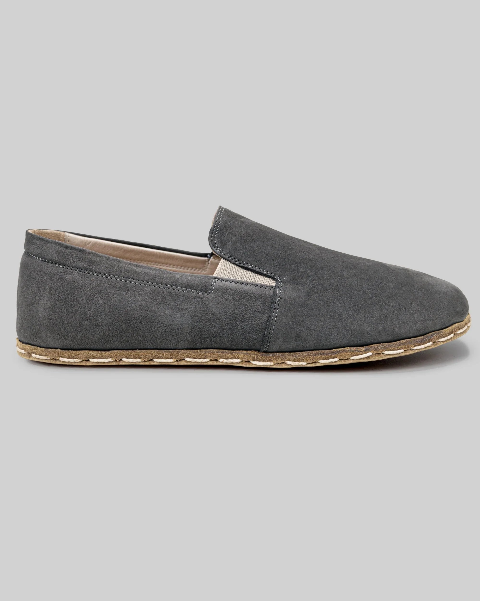 Side view Smoked Nubuck Barefoot Shoes - Calf Leather Zero Drop | Bespoky