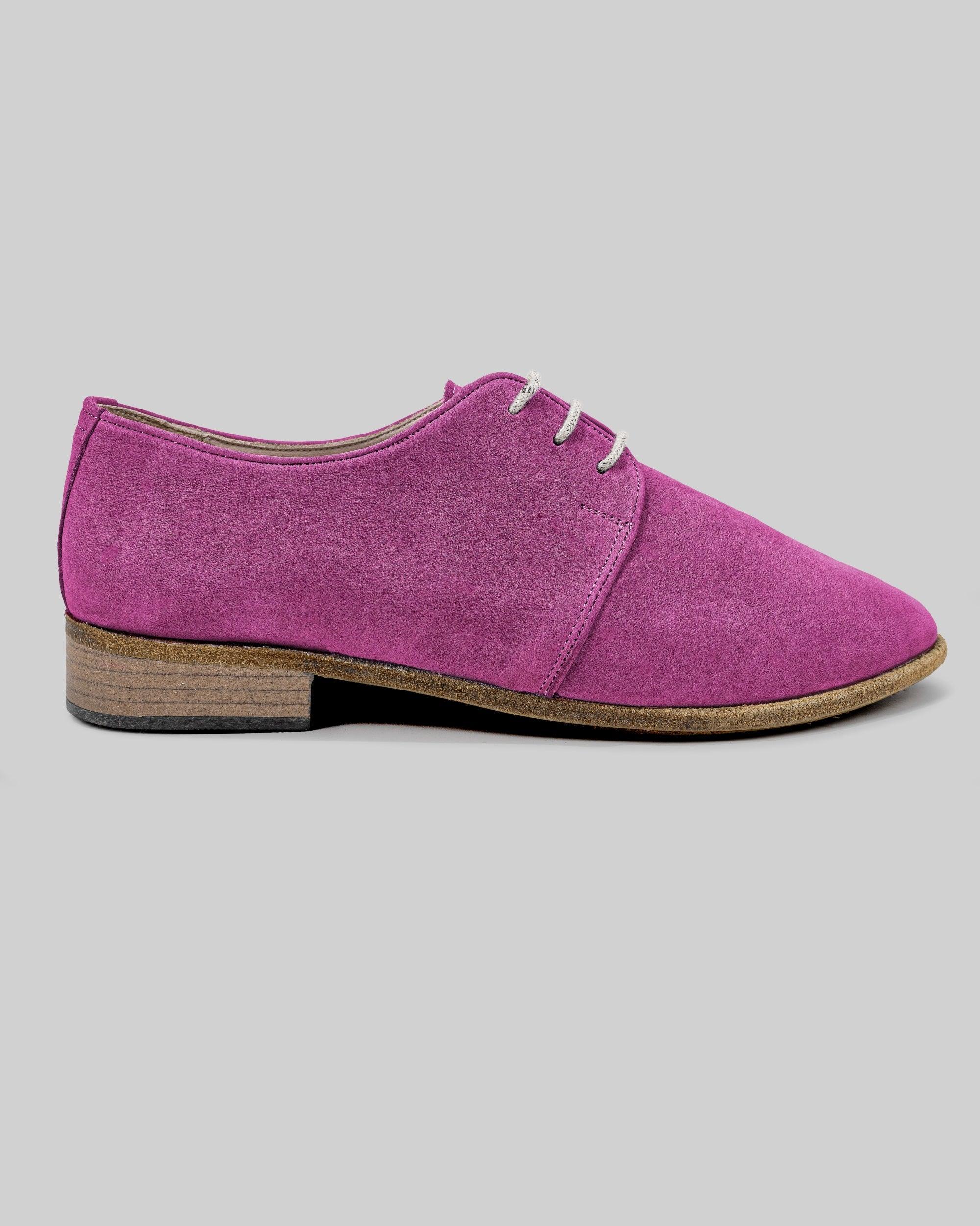 Side view Pink Pointed Toe Oxford - Calf Leather Zero Drop | Bespoky