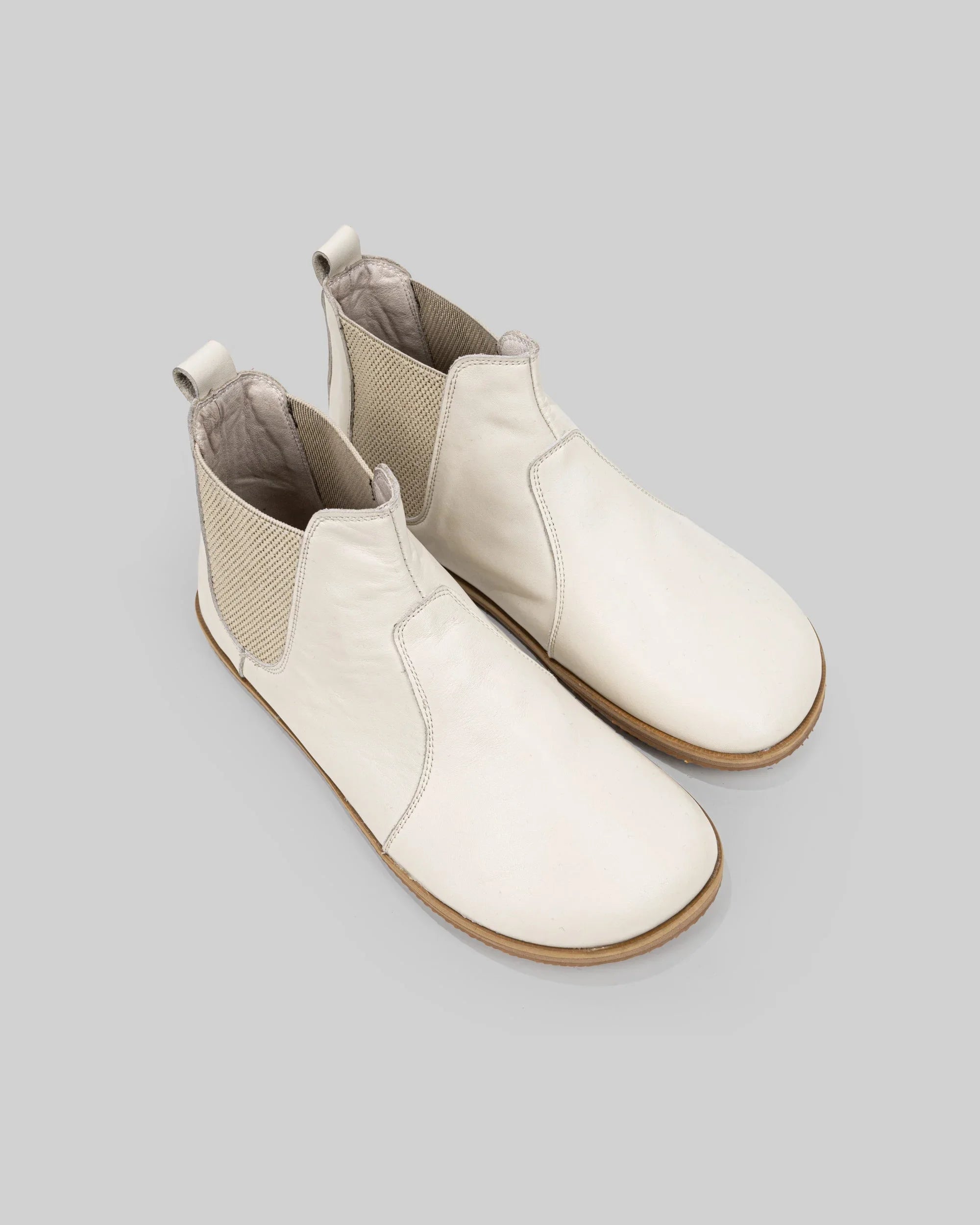 Women's Cream Chelsea Boots - Handcrafted Calf Leather Wide Toe Box | Bespoky