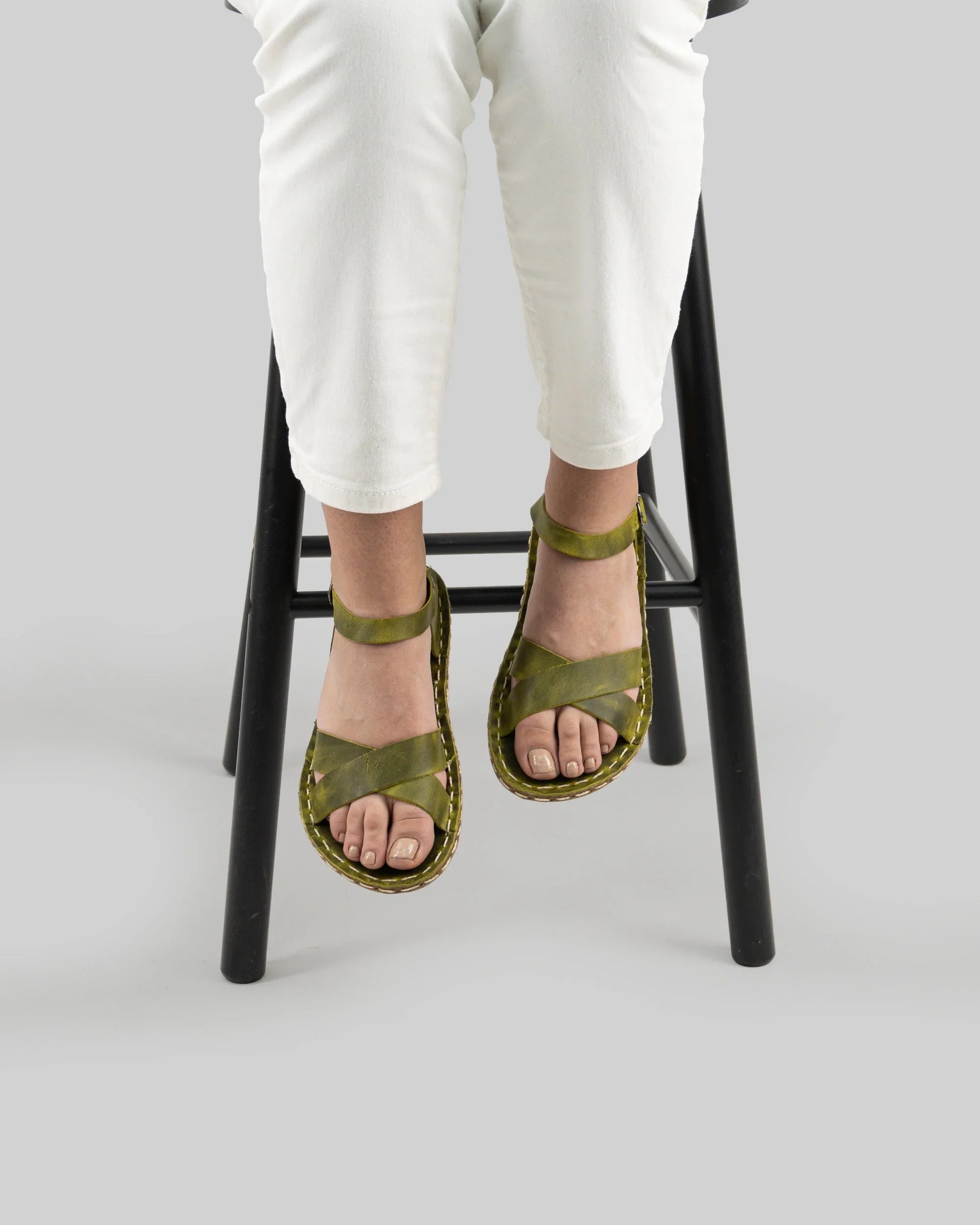 Detail Yellow Barefoot Sandal - Handcrafted Calf Leather Turkey | Bespoky