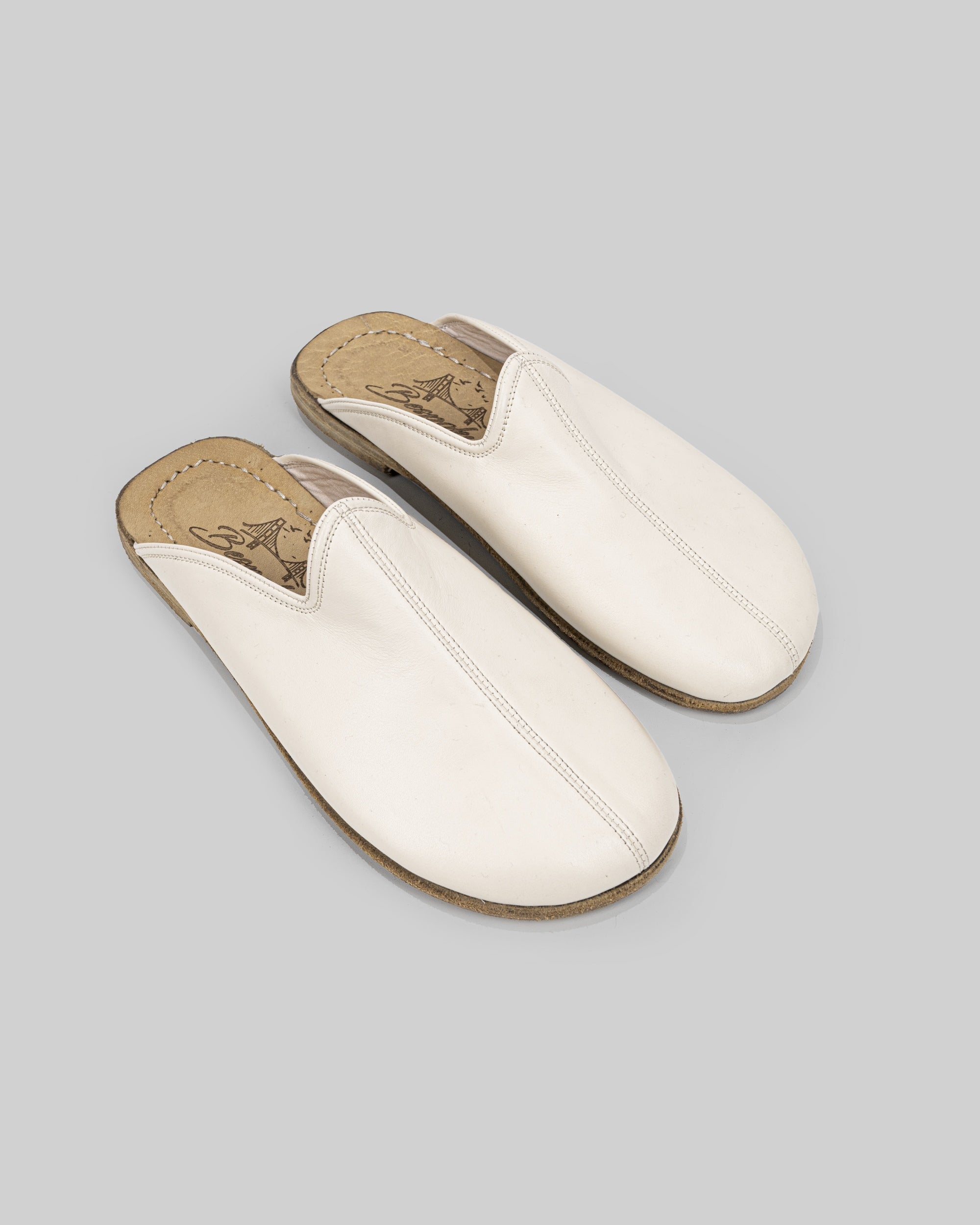 Women's Cream Slippers - Handcrafted Calf Leather Wide Toe Box | Bespoky
