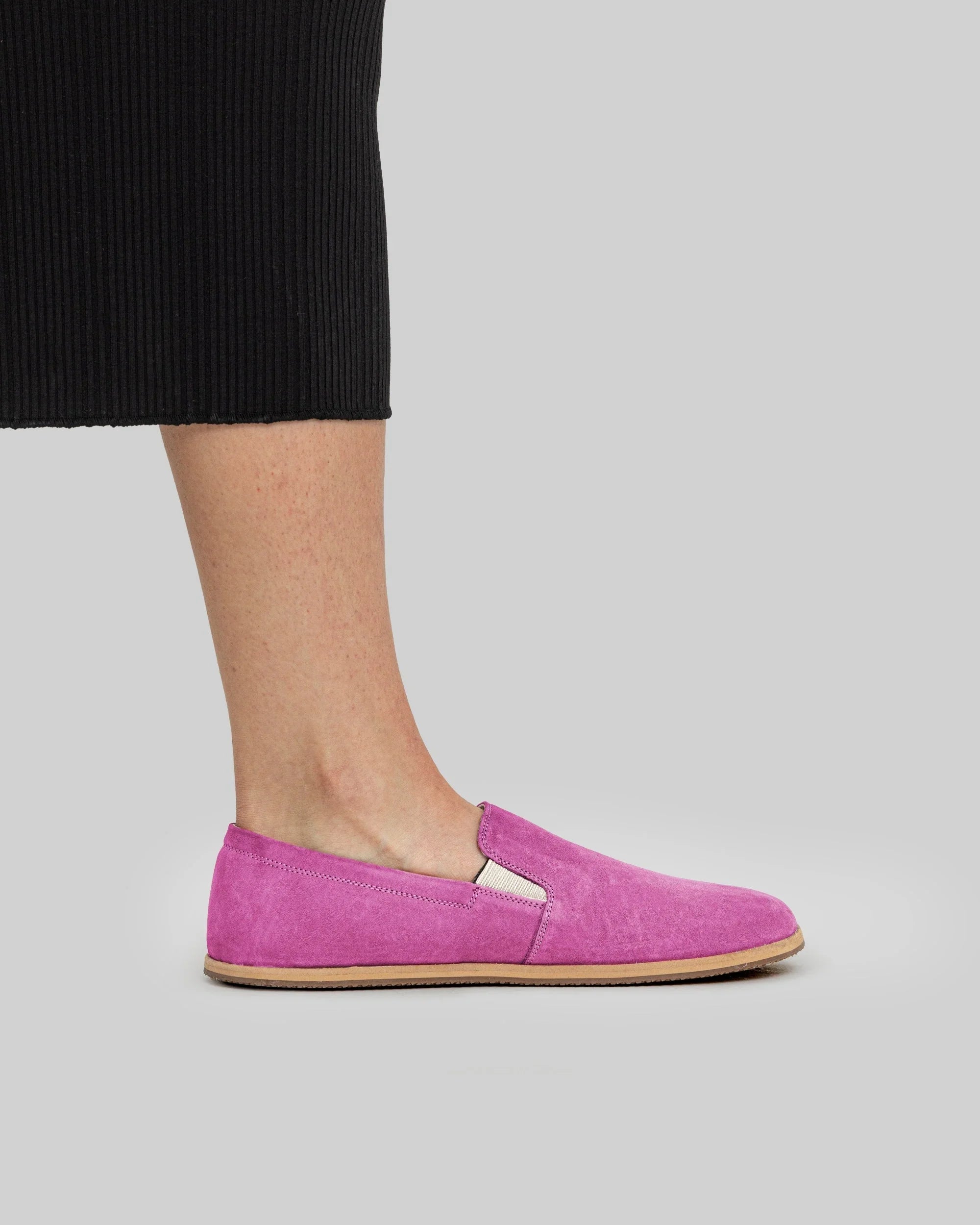 Back view Pink Nubuck Barefoot Shoes - Calf Leather Handcrafted | Bespoky