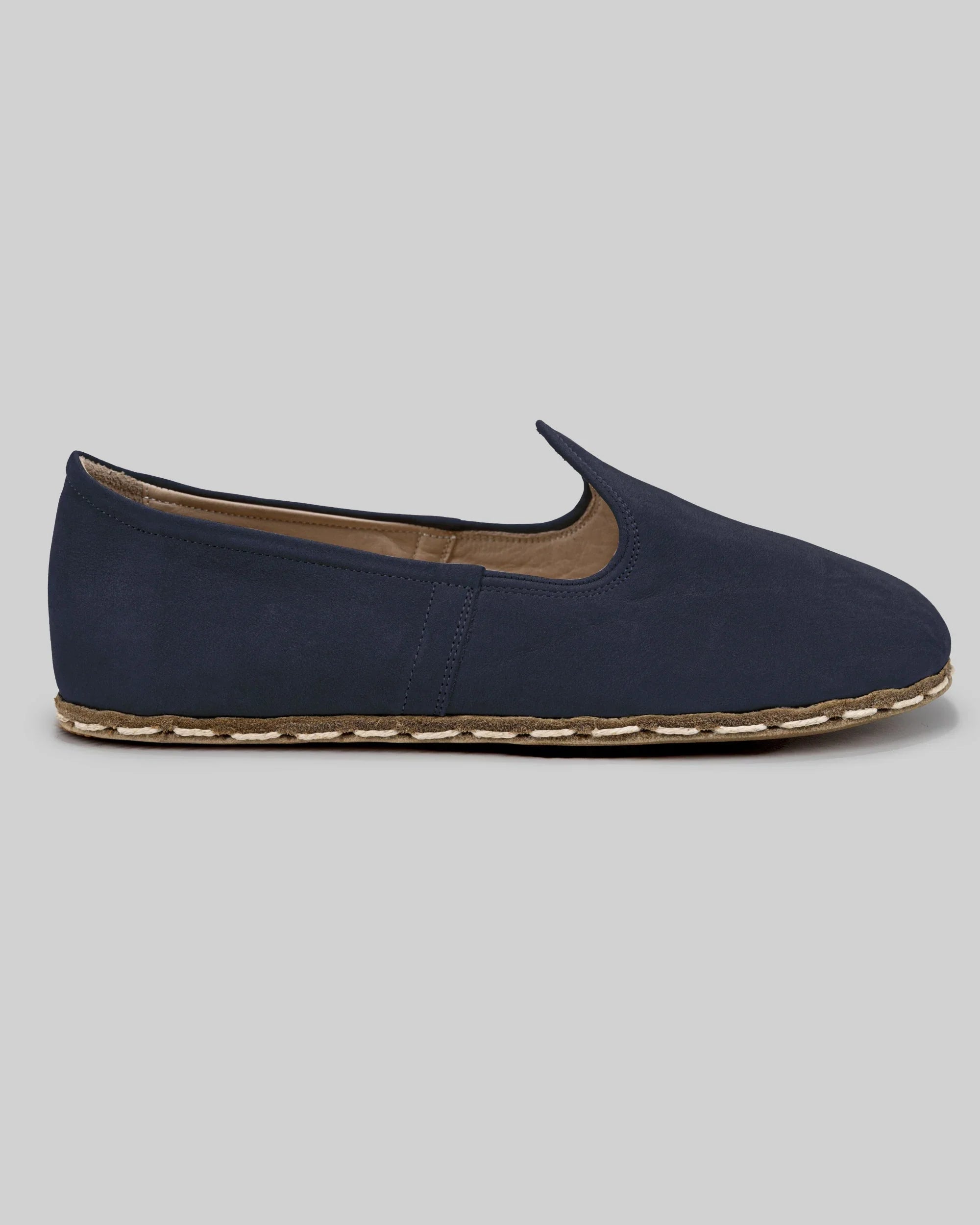 Pair Navy Barefoot Yemeni - Barefoot Wide Toe Calf Leather | Bespoky