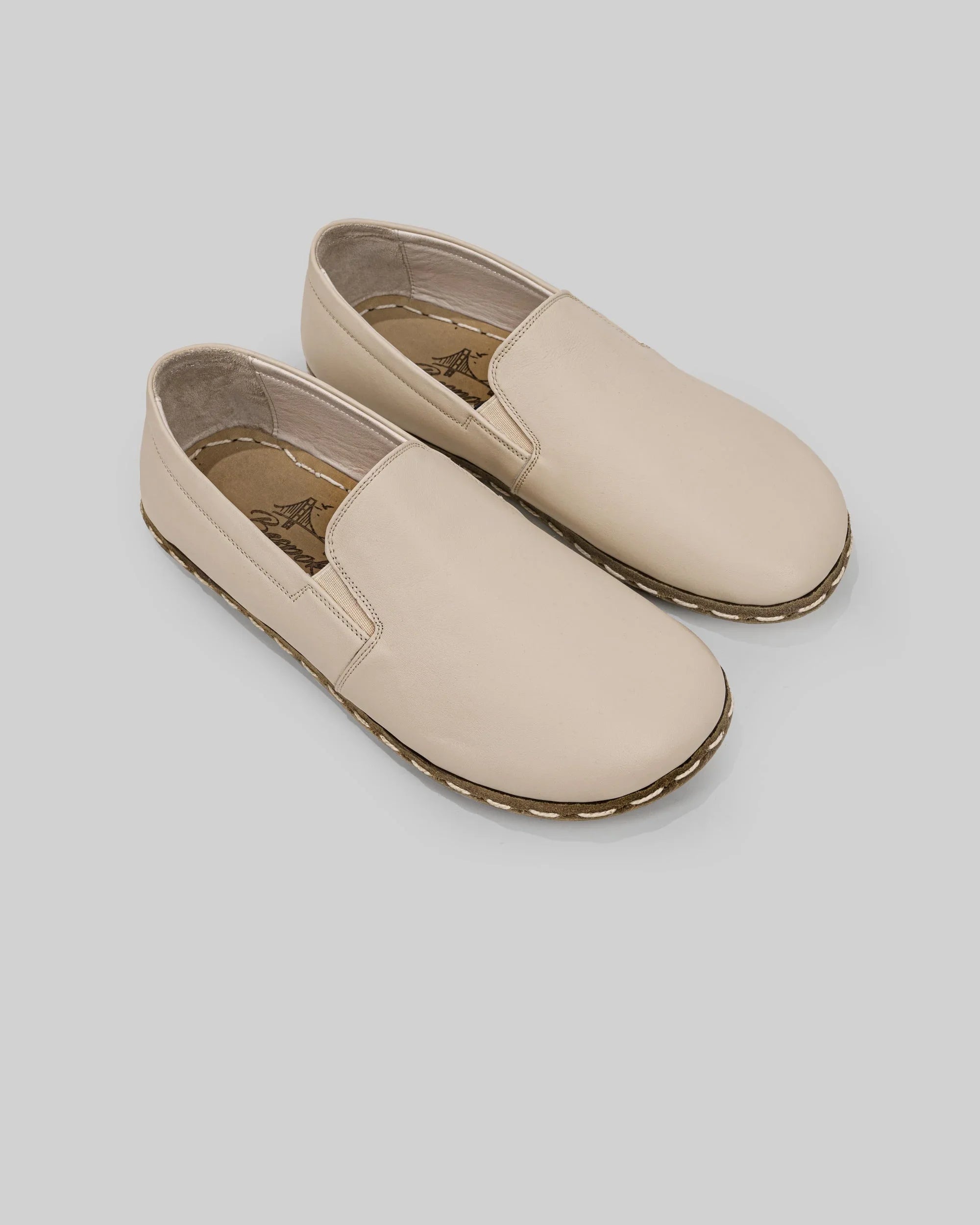 Women's Beige Barefoot Shoes - Handcrafted Calf Leather Wide Toe Box | Bespoky