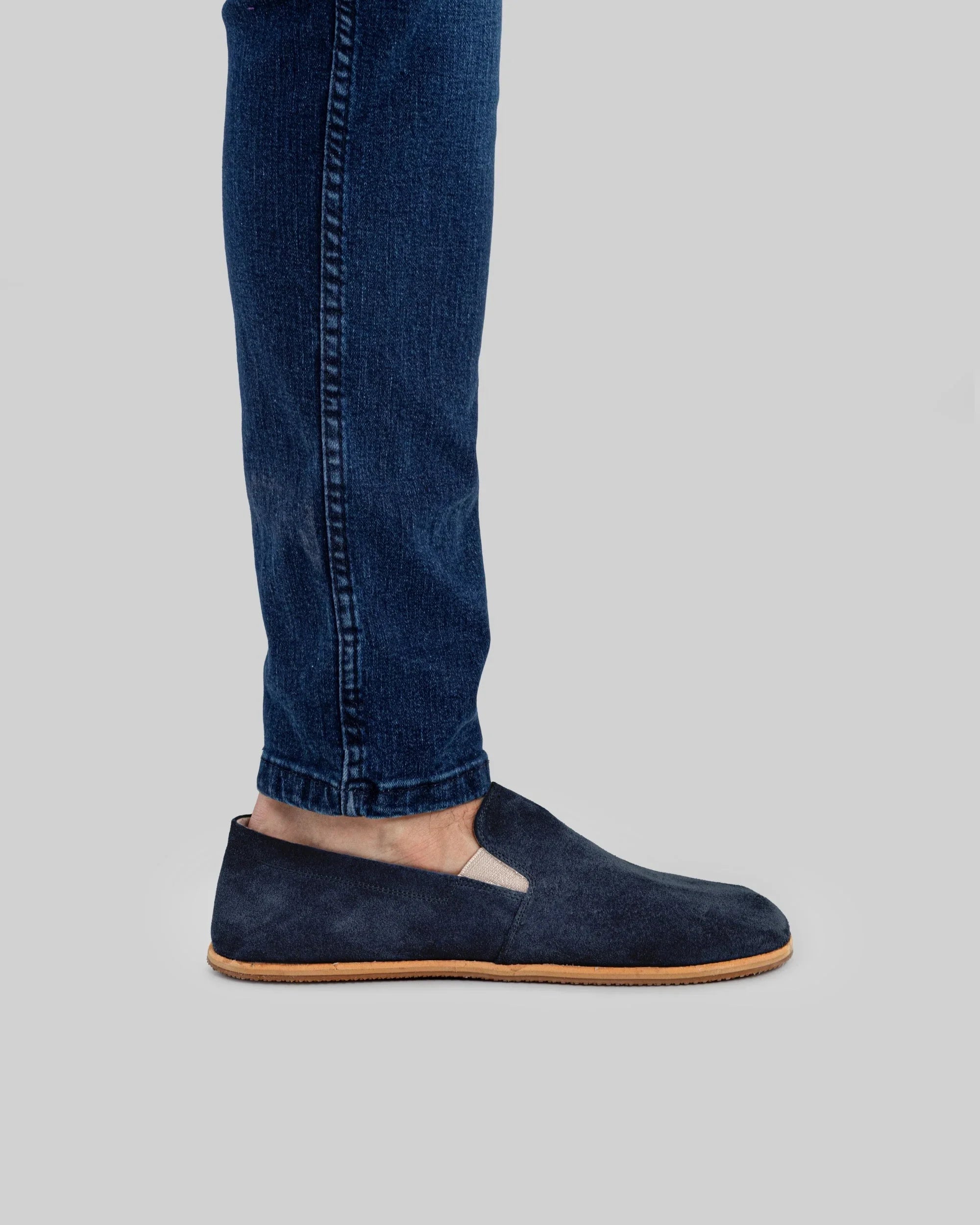 Back view Navy Barefoot Shoes - Calf Leather Handcrafted | Bespoky
