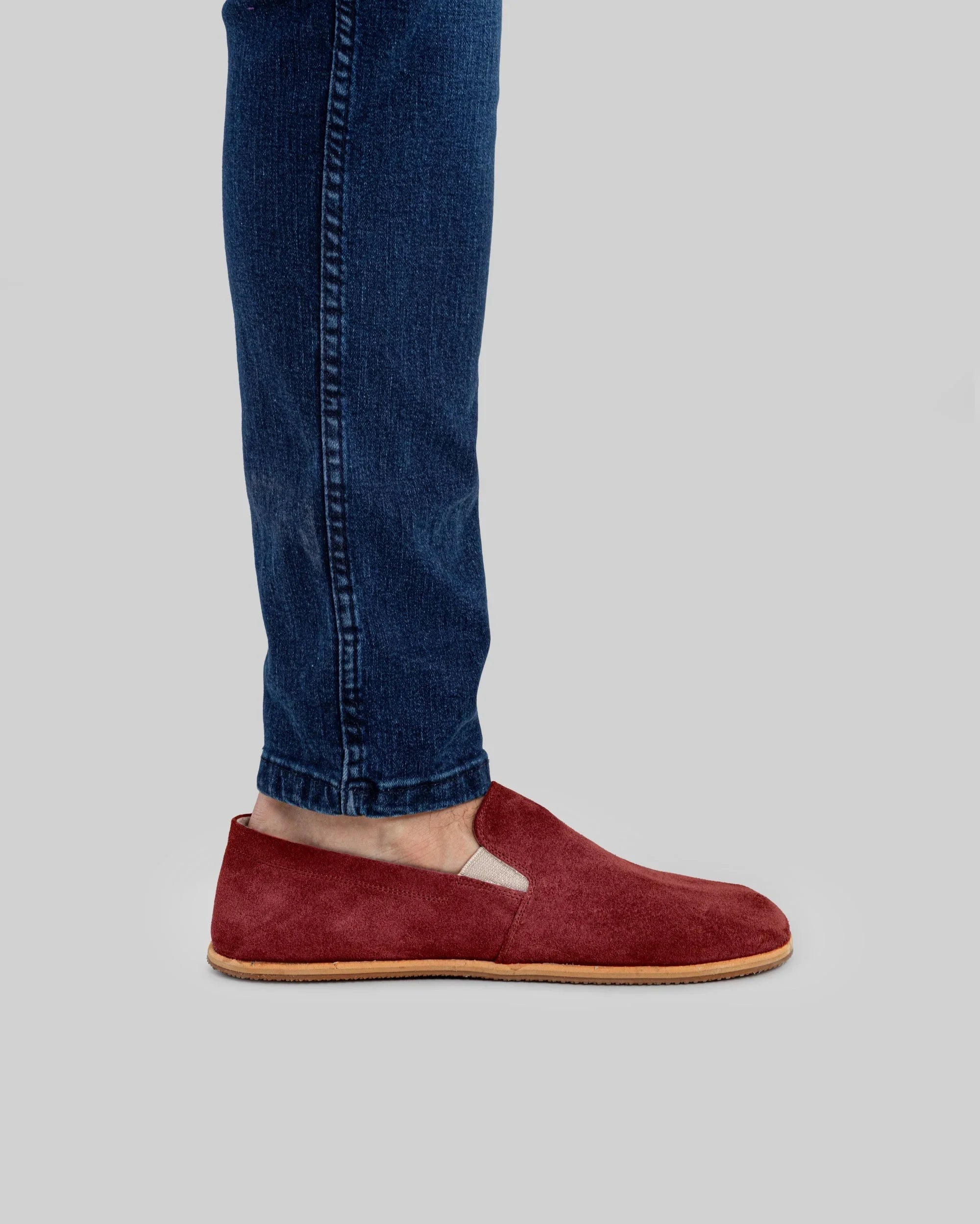 Pair Burgundy Barefoot Shoes - Barefoot Wide Toe Calf Leather | Bespoky