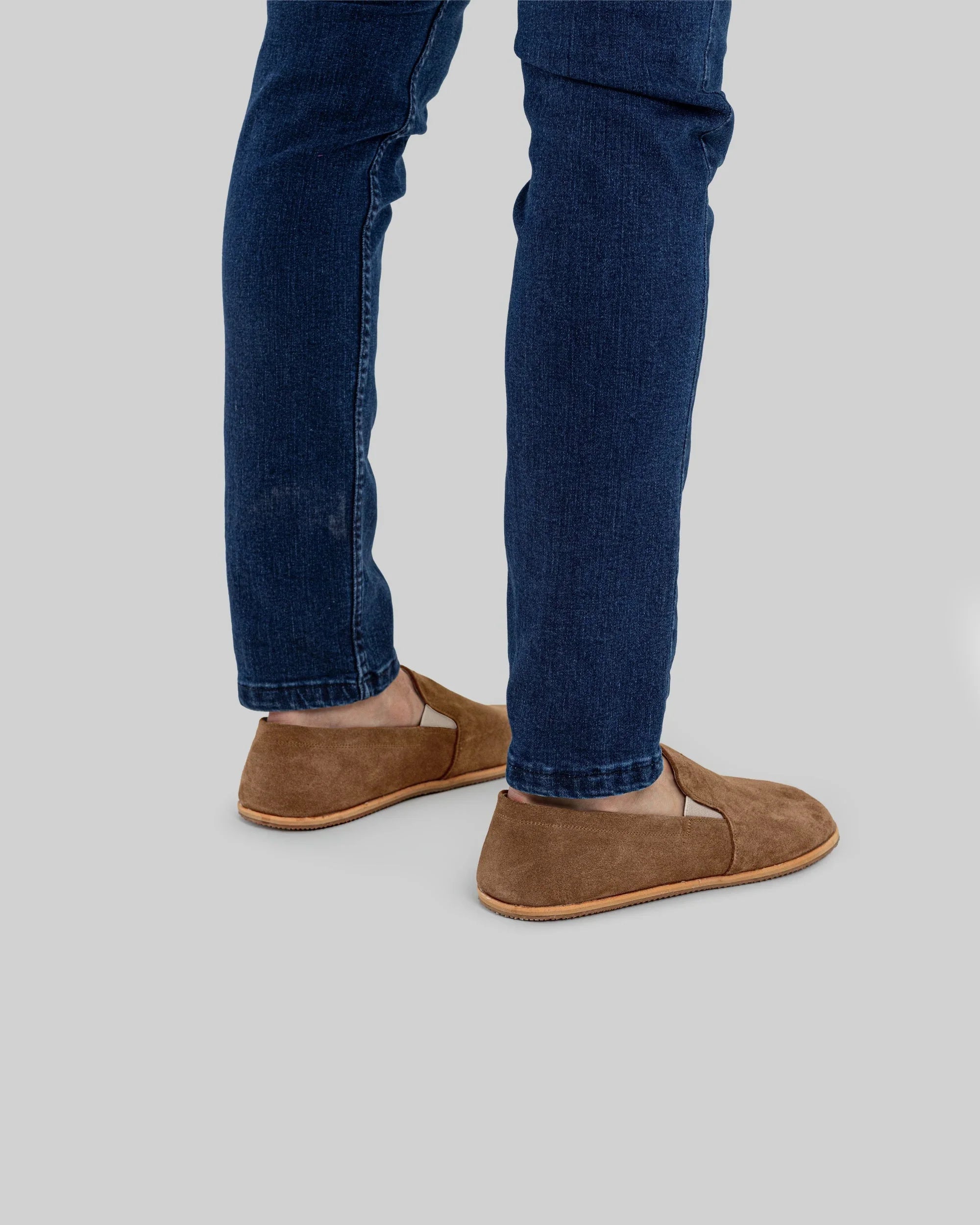 Pair Tan Suede Barefoot Shoes - Barefoot Wide Toe Calf Leather | Bespoky