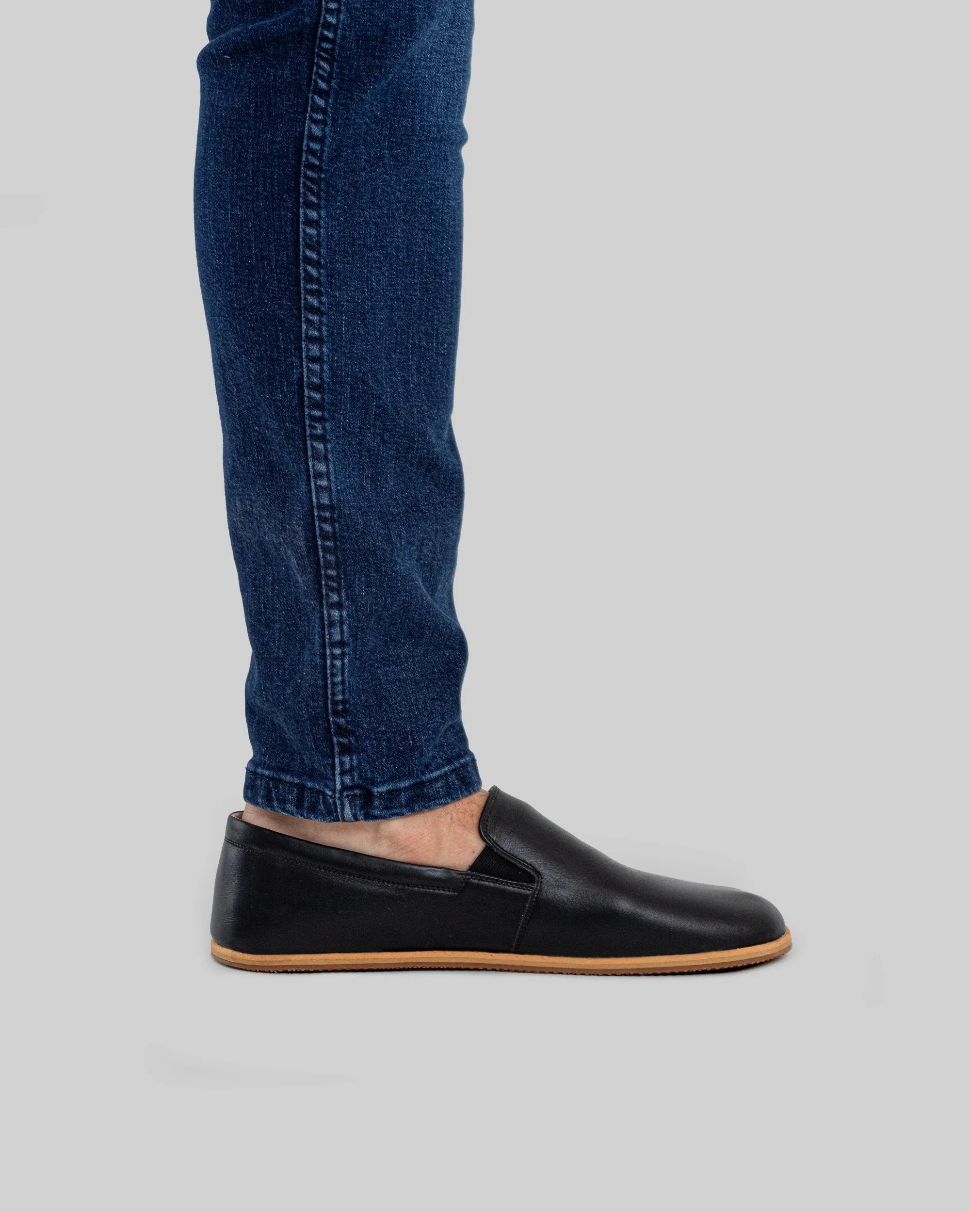 Side view Black Barefoot Shoes - Calf Leather Zero Drop | Bespoky