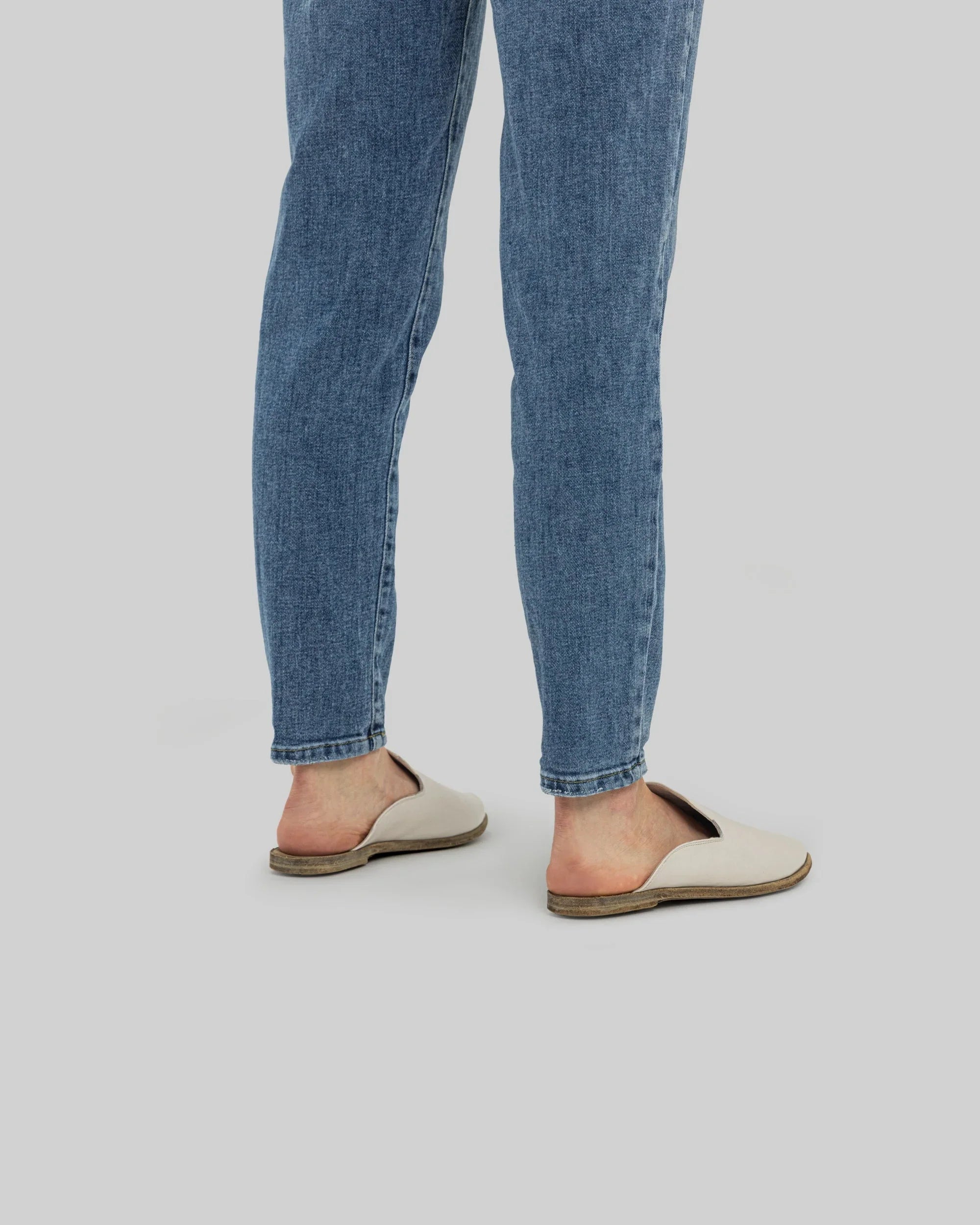 Back view Cream Pointed Toe Mules - Calf Leather Handcrafted | Bespoky