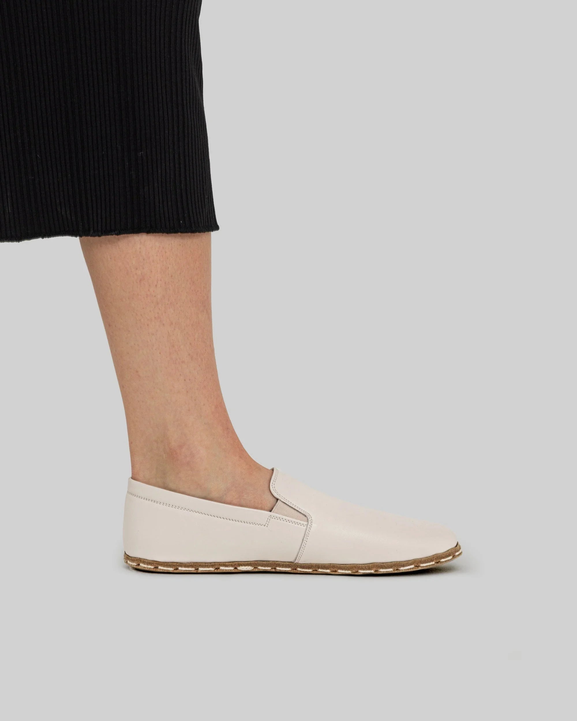 Back view Cream Barefoot Shoes - Calf Leather Handcrafted | Bespoky