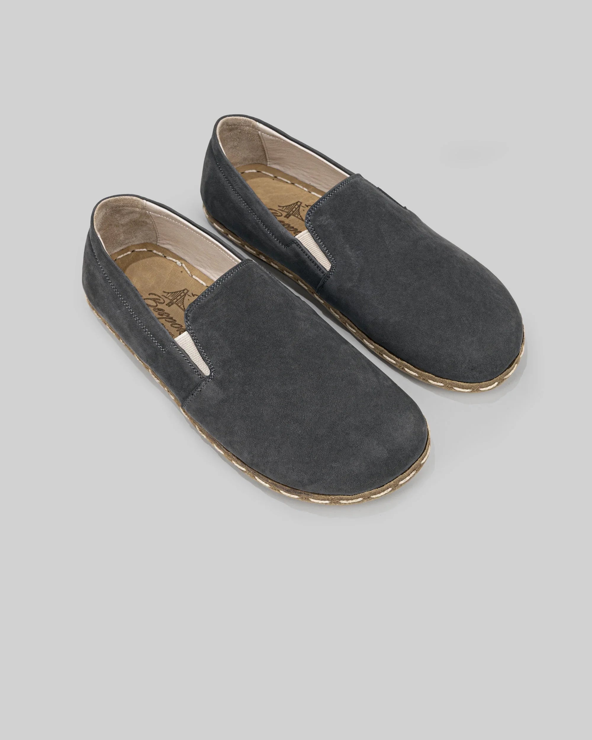 Men's Smoked Nubuck Barefoot Shoes - Handcrafted Calf Leather Wide Toe Box | Bespoky