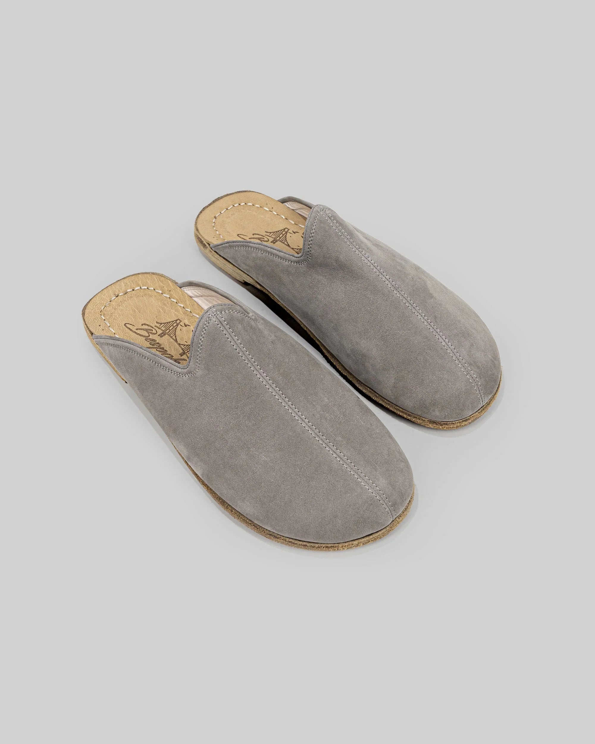 Men's Smoked Nubuck Slippers - Handcrafted Calf Leather Wide Toe Box | Bespoky