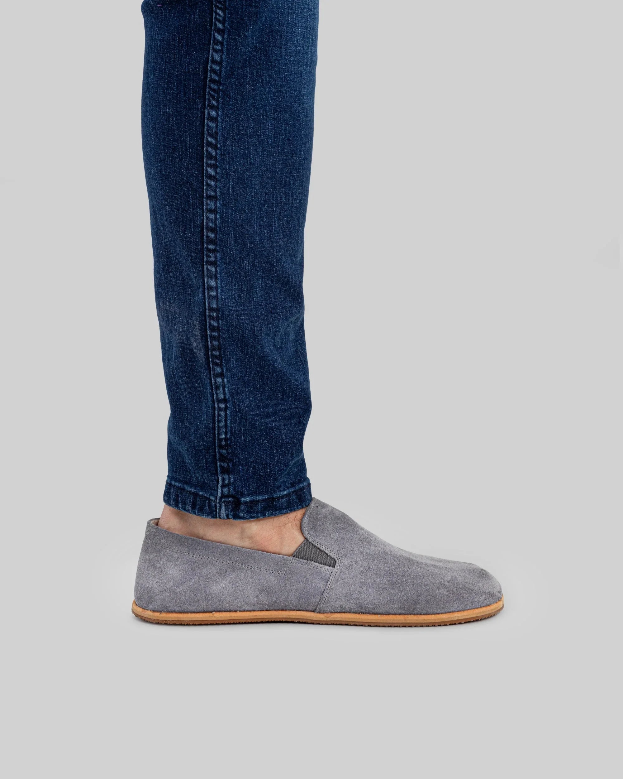 Pair Grey Barefoot Shoes - Barefoot Wide Toe Calf Leather | Bespoky