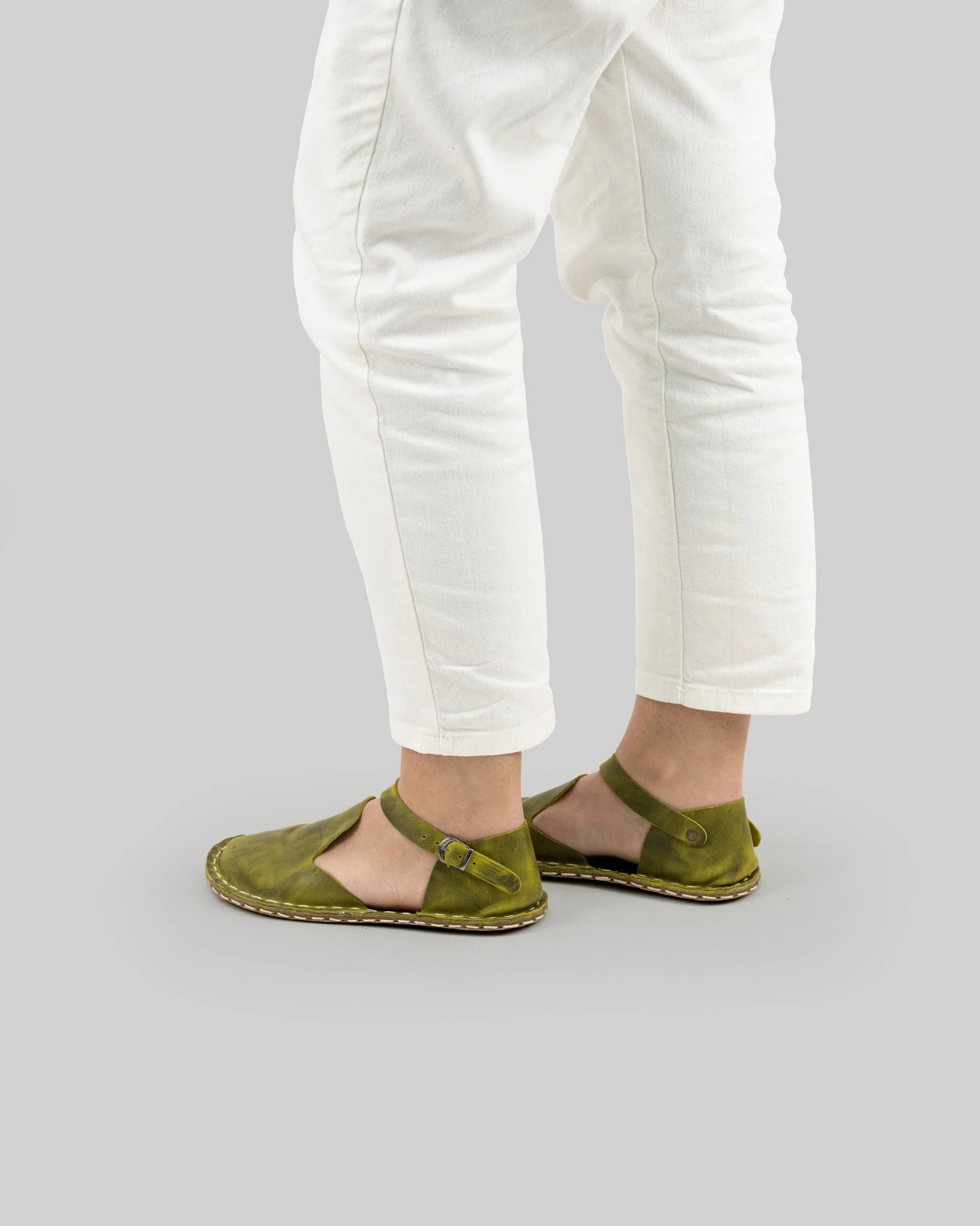 Pair Yellow Barefoot Sandal - Barefoot Wide Toe Calf Leather | Bespoky