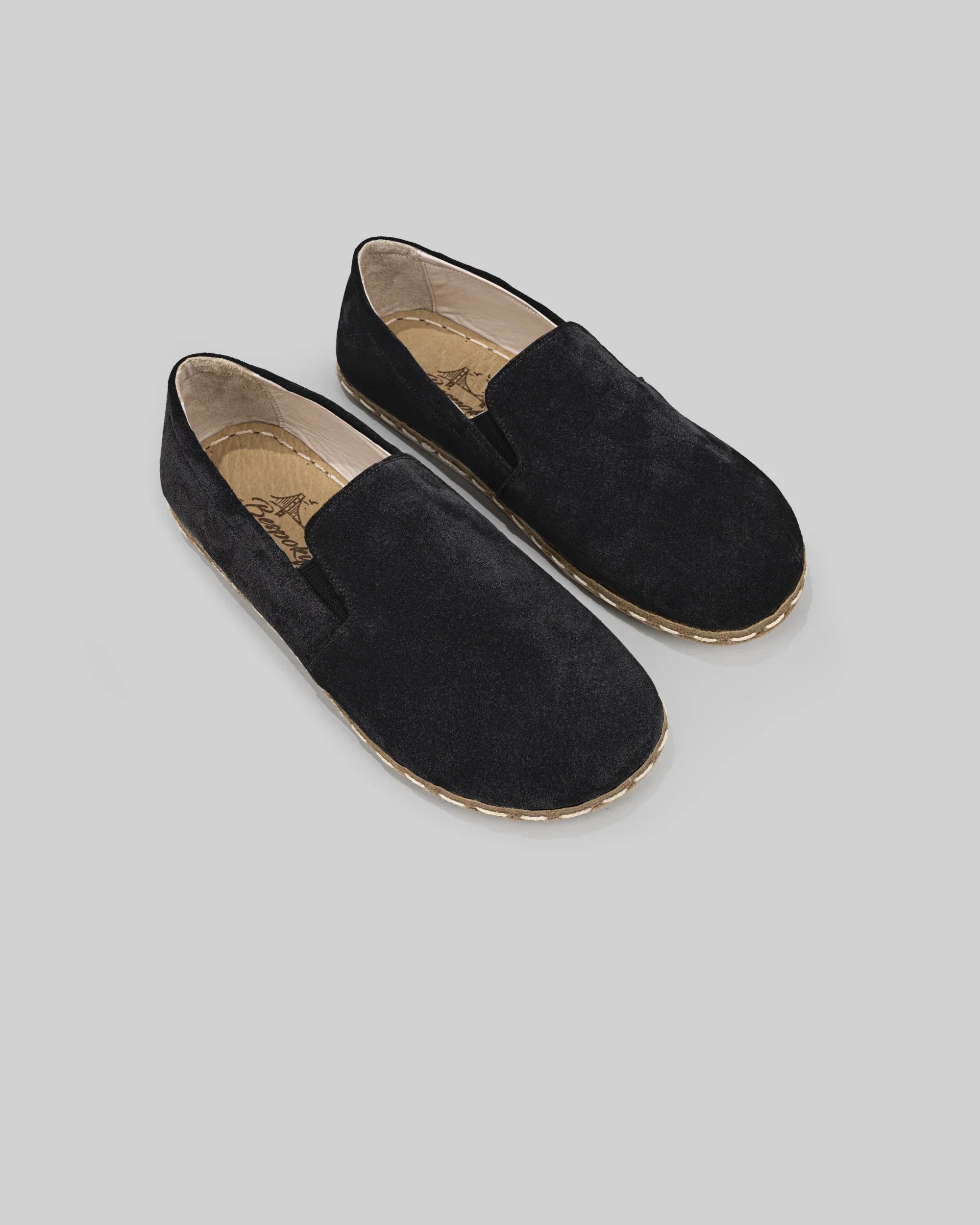 Men's Black Suede Barefoot Shoes - Handcrafted Calf Leather Wide Toe Box | Bespoky
