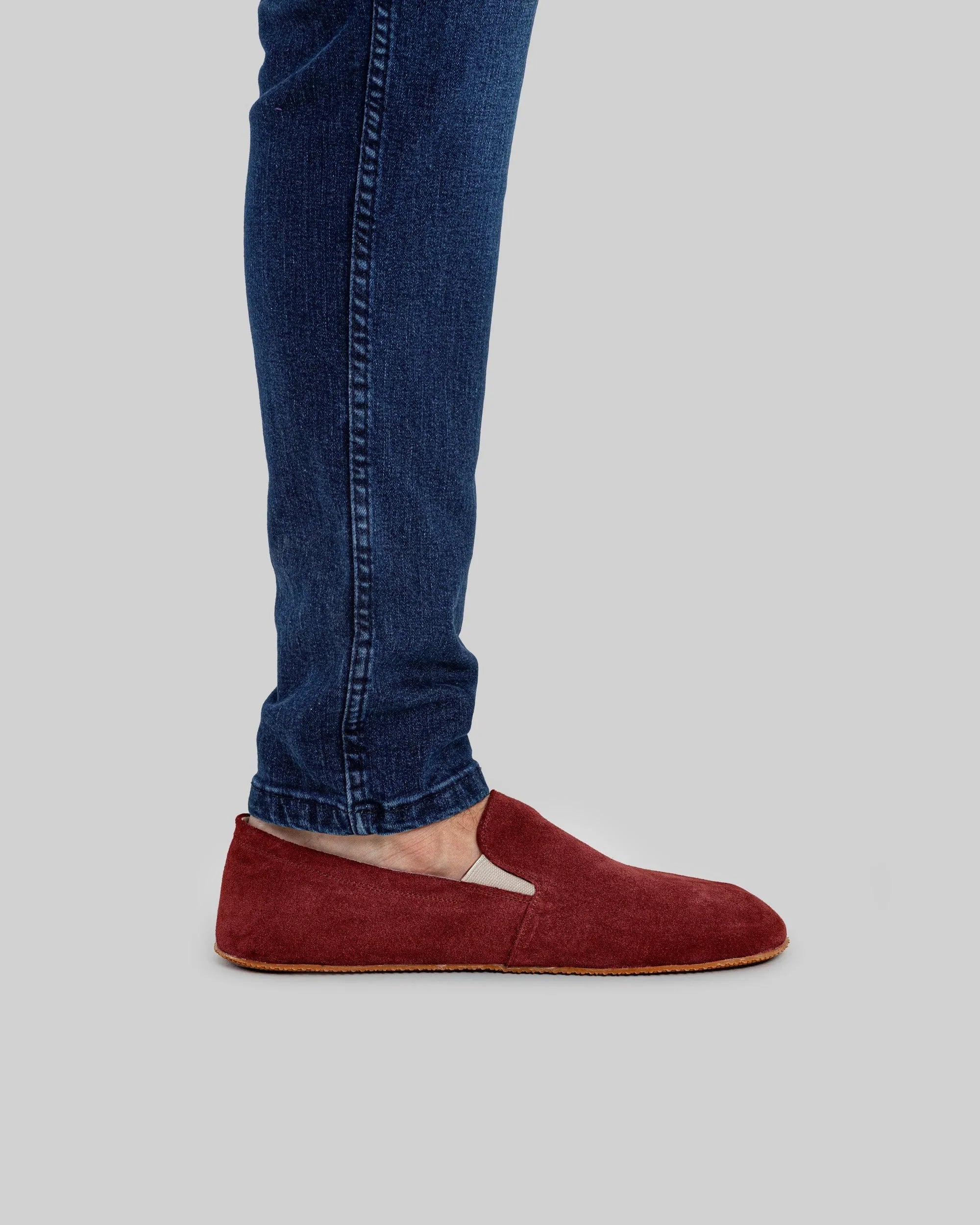 Pair Burgundy Barefoot Shoes - Barefoot Wide Toe Calf Leather | Bespoky