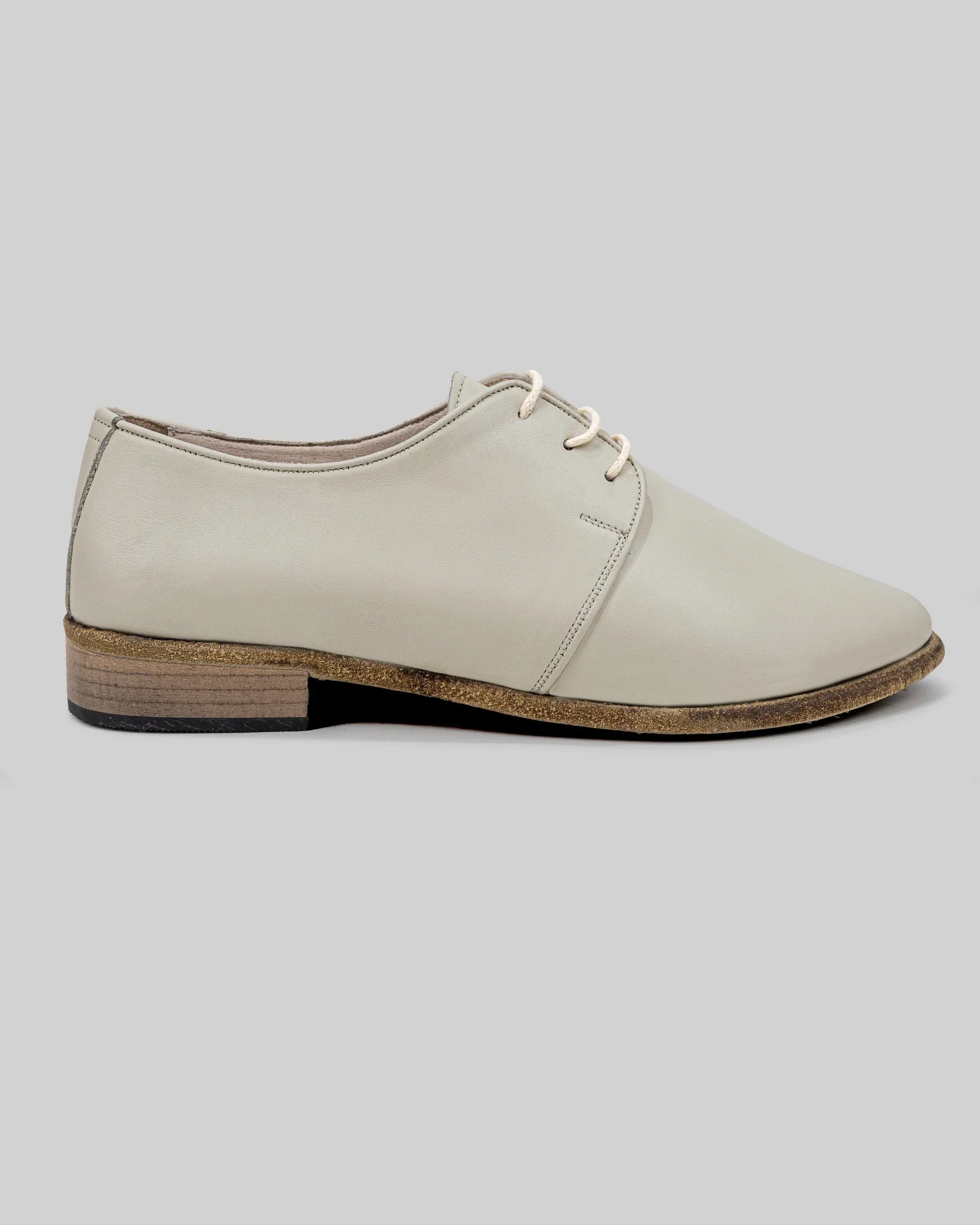 Top view Lucas Beige Pointed Toe Oxford - Handcrafted Calf Leather | Bespoky