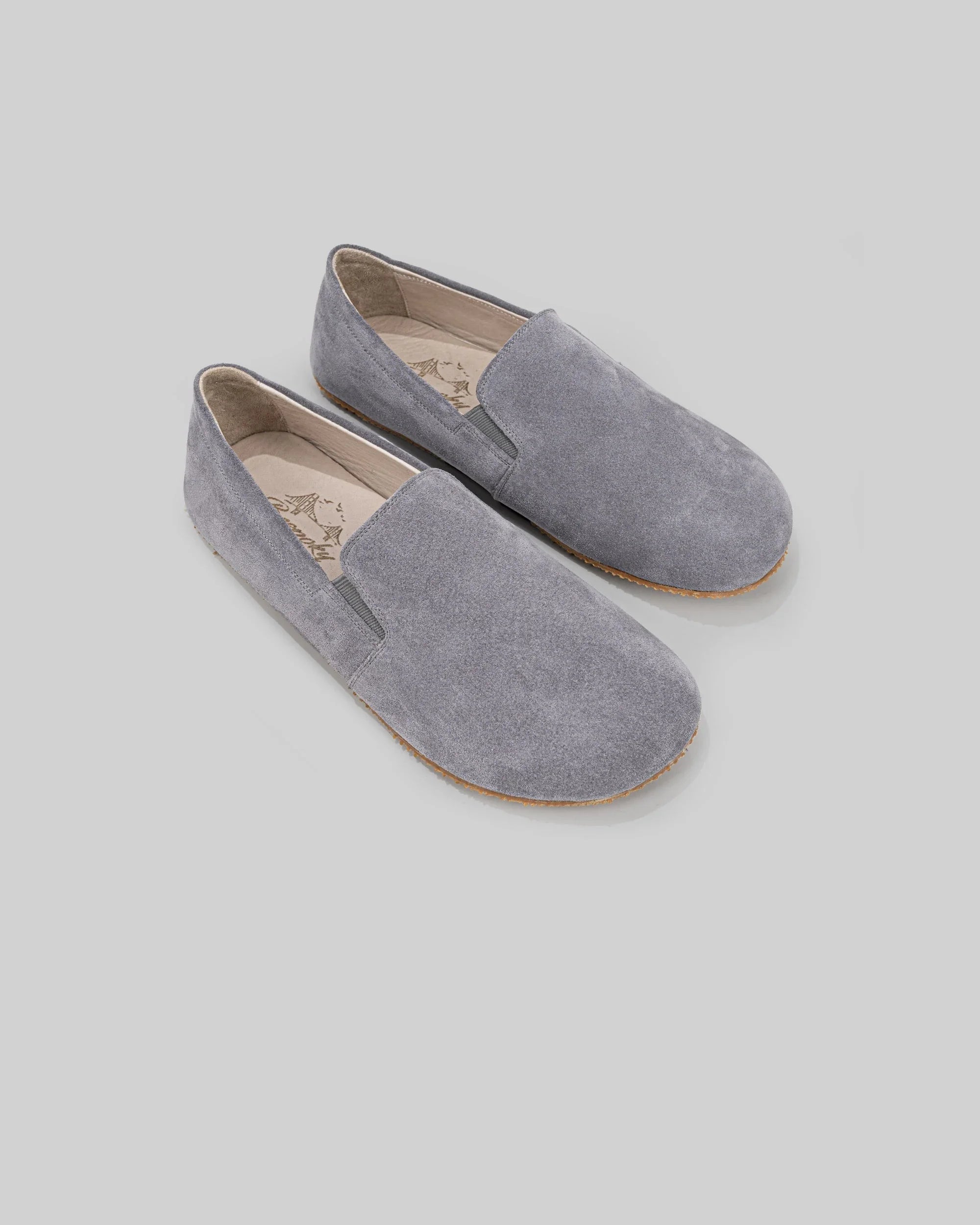 Men's Grey Suede Barefoot Shoes - Handcrafted Calf Leather Wide Toe Box | Bespoky